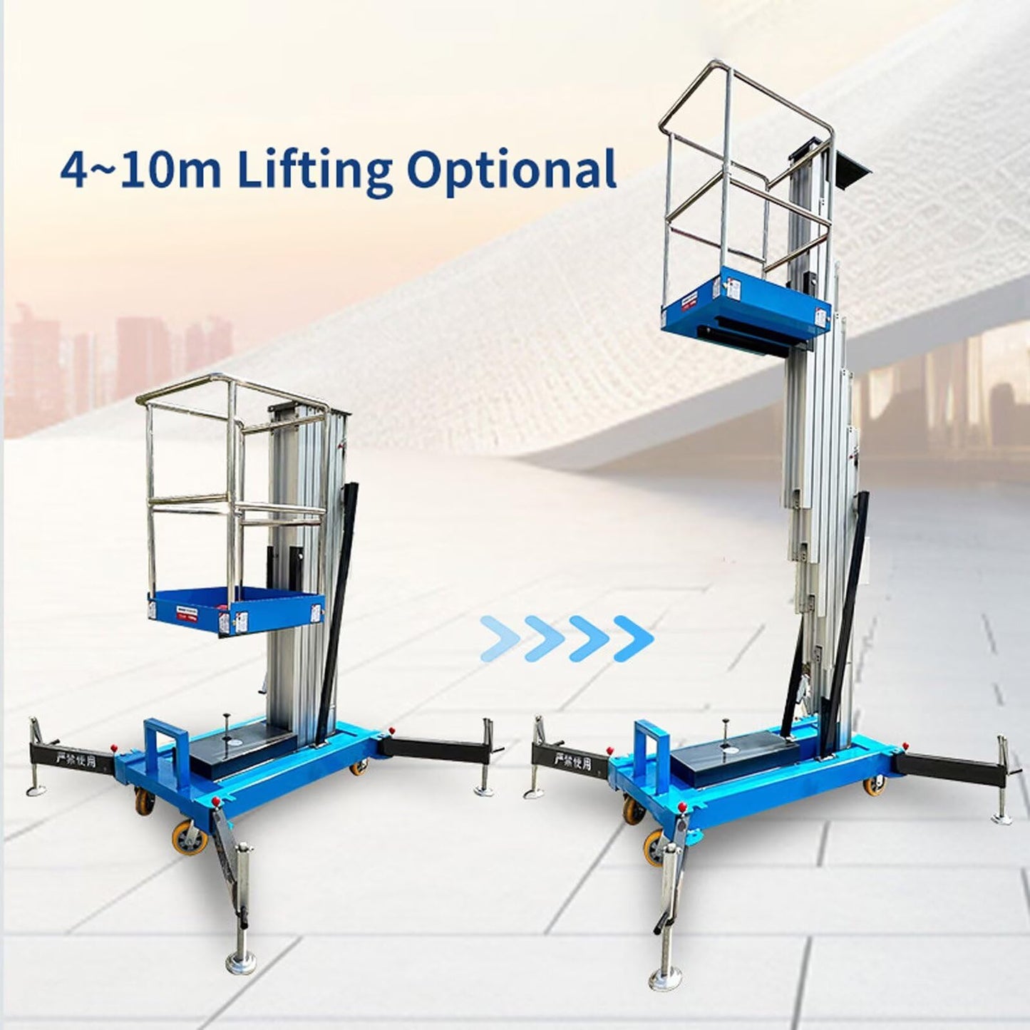 JIN YANG HU 13FT Lift Aerial Work Platform Table,270 Lbs Aluminum Alloy Electric Lifter,Customizable Mobile Lifting Scaffold Platfor