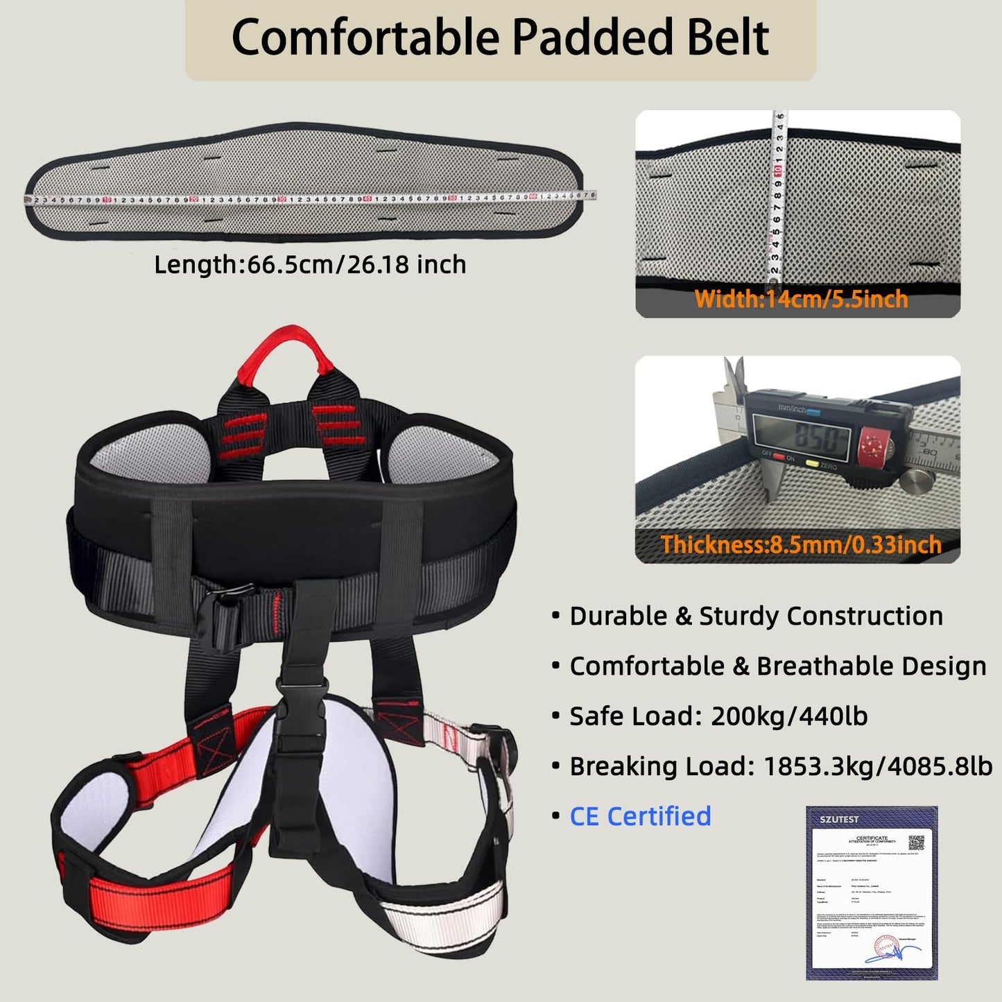 PRIORMAN Bungee Fitness Harness for Adults, Adjustable Dance Safety Belt with Size Guide & Back Support, W/CE Certificate,Heavy-Duty Jumping Equipment Harness for Workout Training (Harness Only)