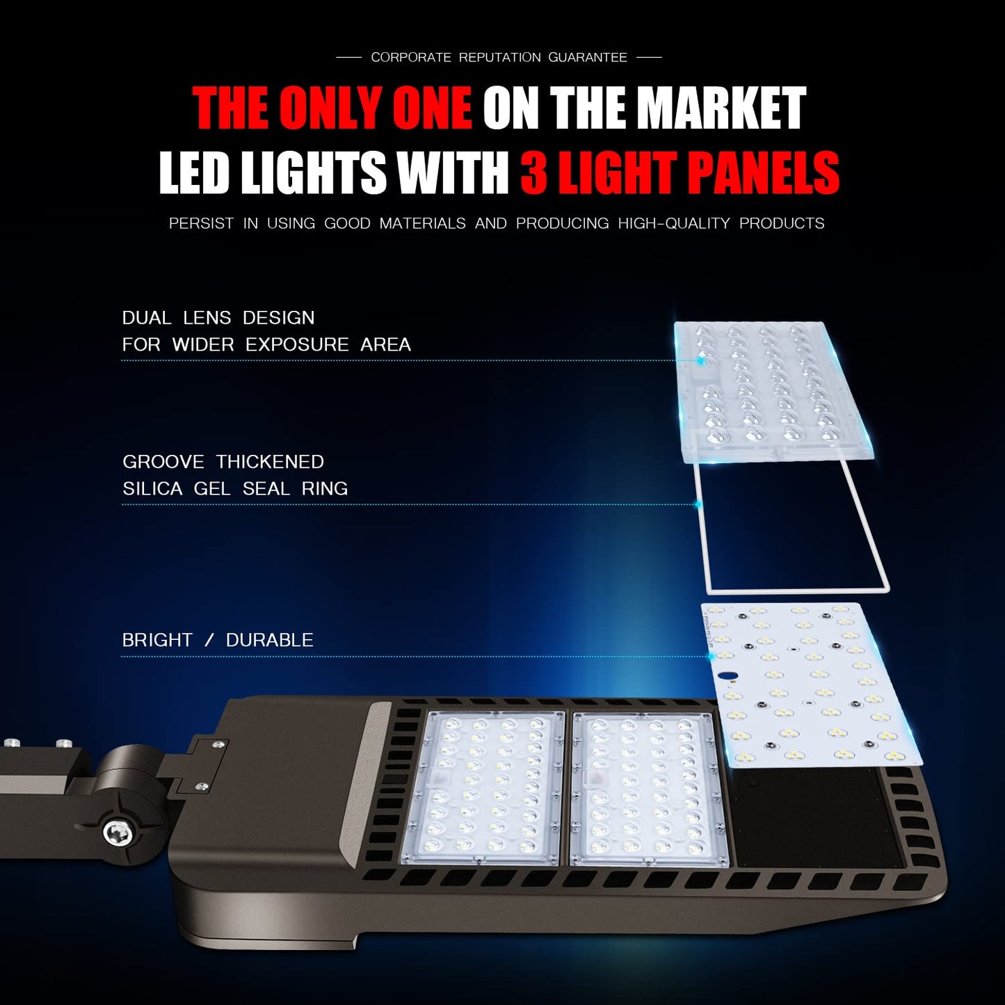 Juyace 300W LED Parking Lot Light Dusk to Dawn Outdoor Lighting Wall Mount Exterior Flood Commercial Outside IP65 Waterproof 100-277V Shoebox Street Security Area