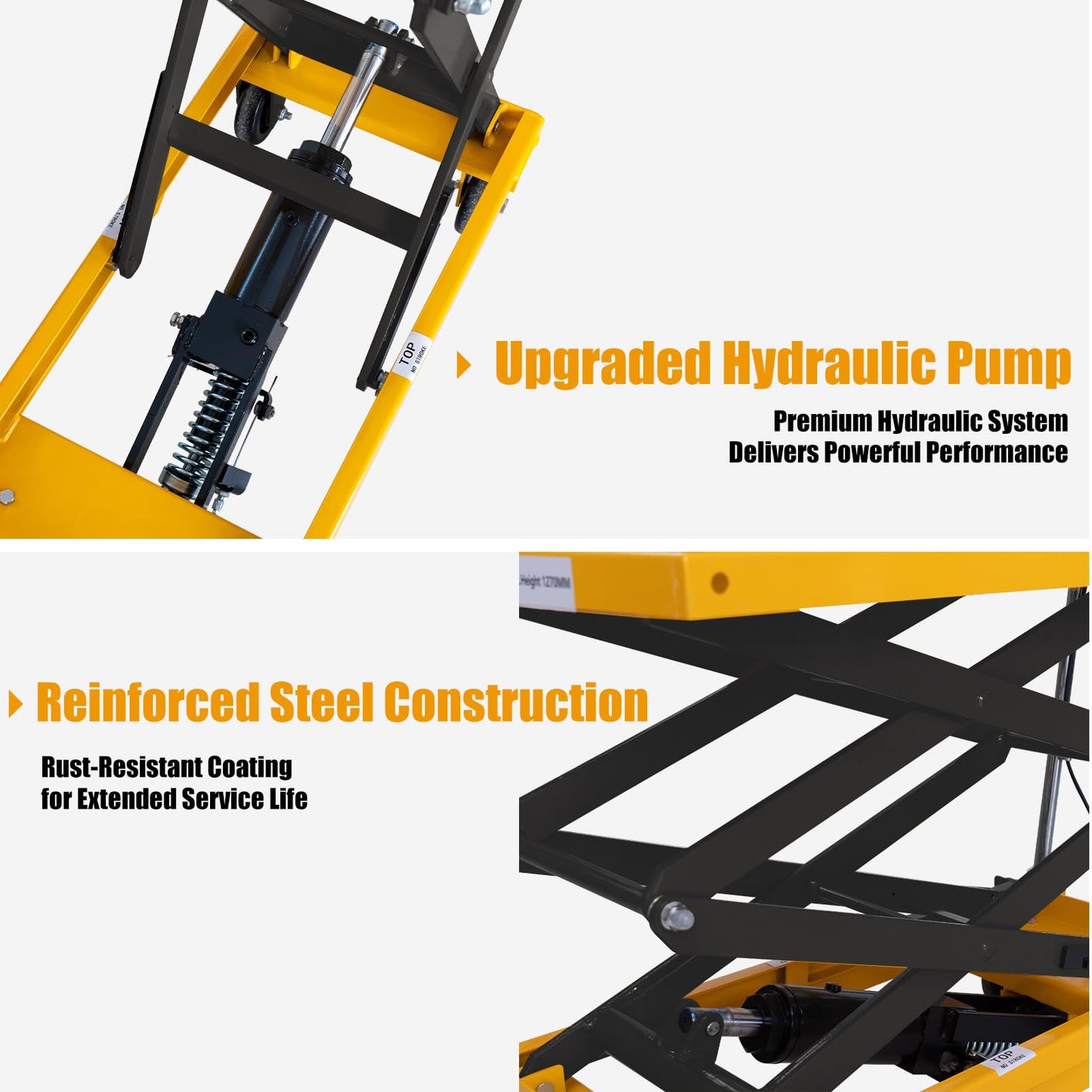 Hydraulic Lift Table Cart, 330lbs Capacity 49.6'' Max Lift, Double Scissor Lift Table w/4 Wheels & Non-Slip Pad, Heavy Duty Hydraulic Platform Lift Cart for Warehouse, Shop, Garage Material Handling