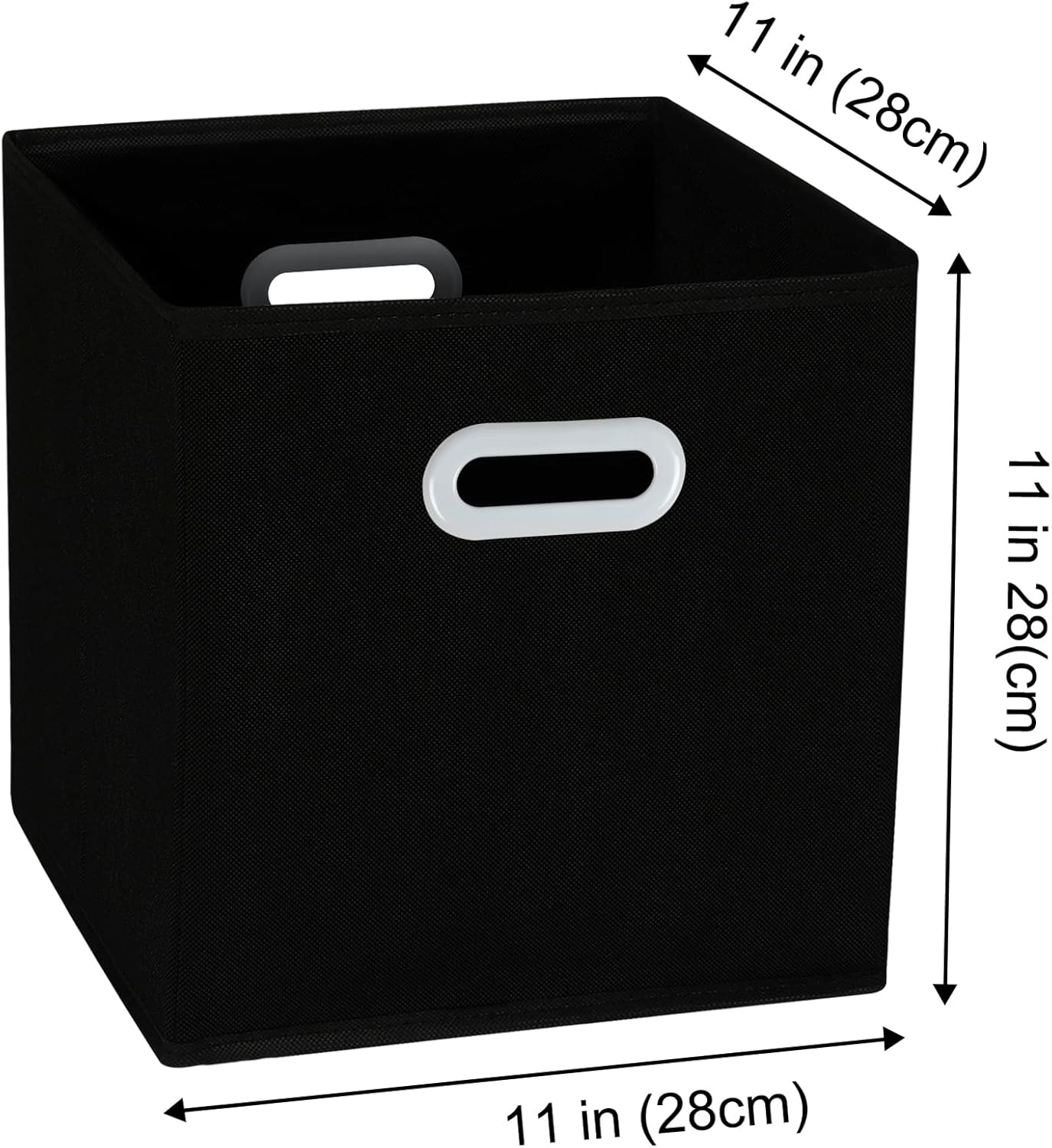 Skiennix Fabric Storage Bins - Foldable Cube Organizer with Dual Handles | Set of 3, Black