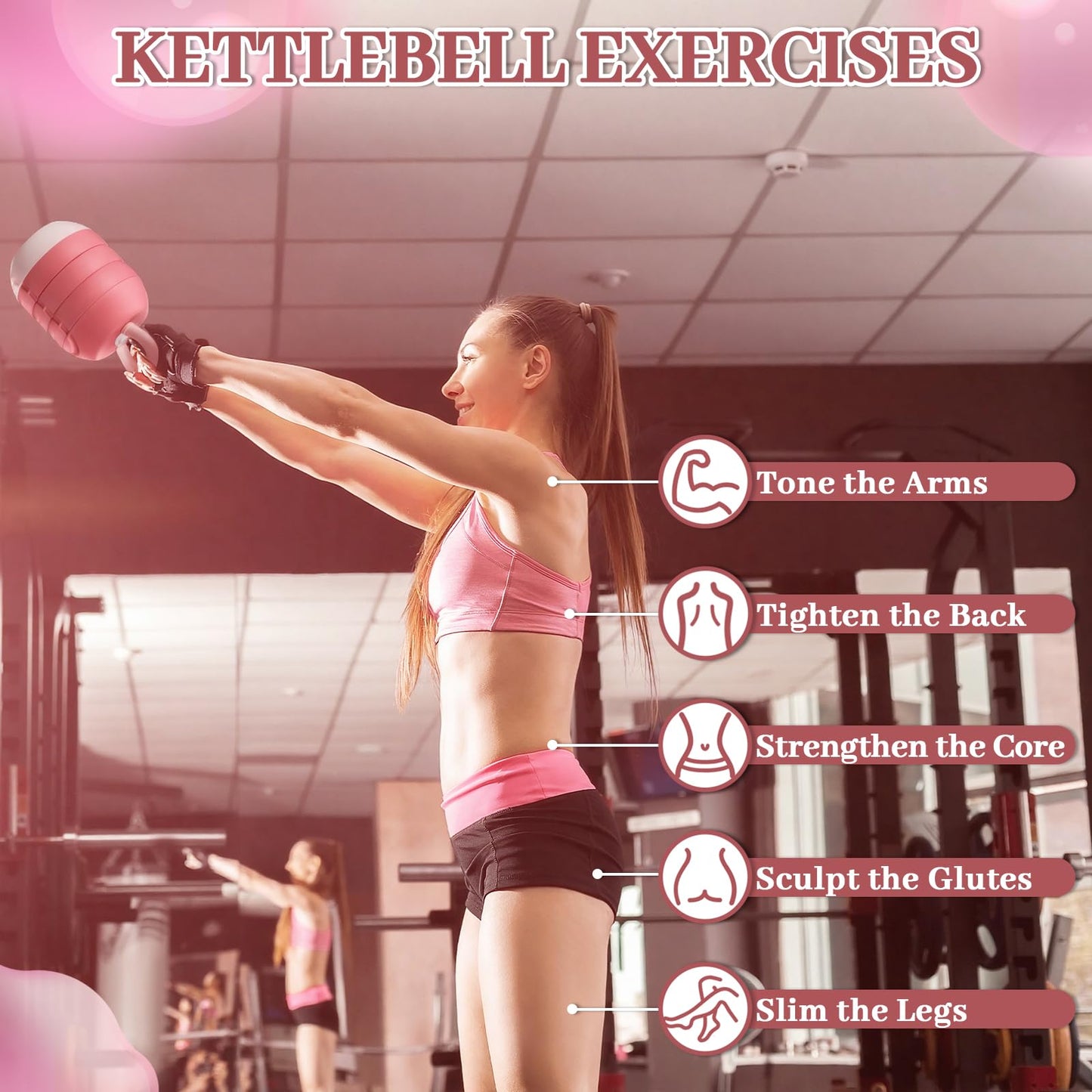 JolliLudo Adjustable Water Filled Kettlebell 5/8/13/17/22 lb Water Filled Kettlebells Weights Set for Home Gym, Kettle Bell Sets for Women at Home and Cross-training Exercise(Pink)