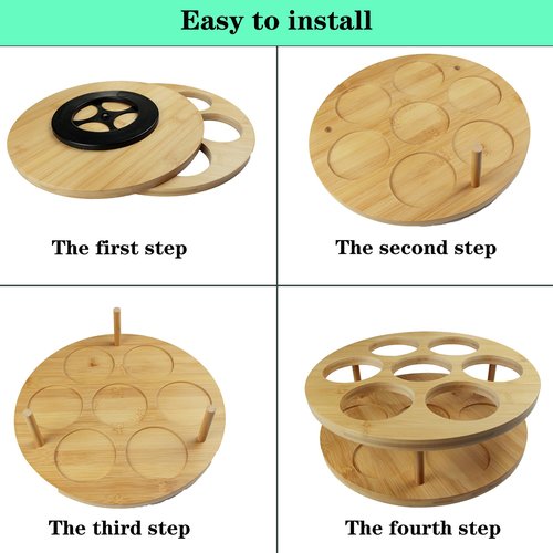 Ami.Todfo 7 Slots Water Bottle Organizer for Stanley Cup Tumbler Accessories Owala Bottle Holder Rotatable Drying Rack Storage for Kitchen Cabinet Countertop Pantry Organizers for Gift, Natural Wood