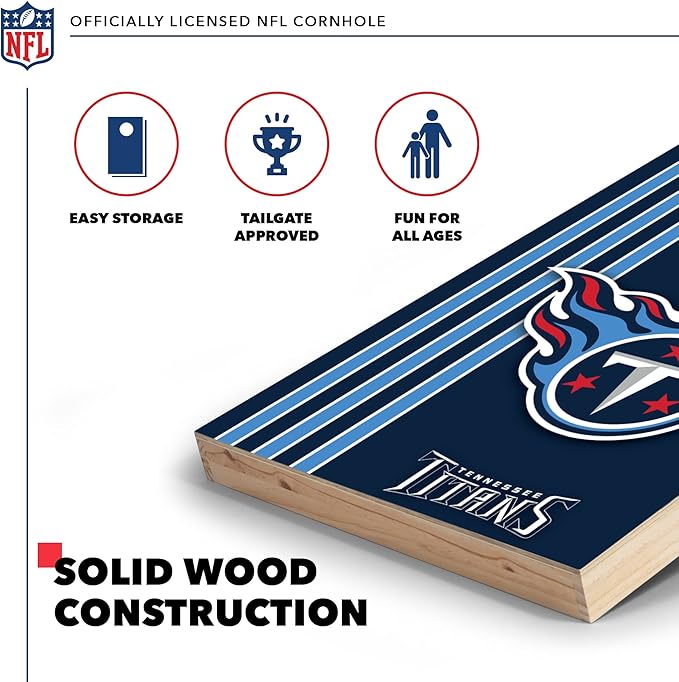 NFL 2' x 3' Solid Wood Cornhole Set with Direct Print HD Team Graphics – Great Gift for Any Football Fan! Bean Bag Toss Family Outdoor Games