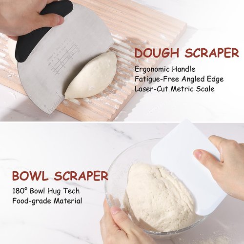 KOACKL Sourdough Bread Starter Kits Banneton Sourdough Bread Making Tools Kit, Banneton Proofing Basket Making Bread Basket Baking for Baking Dough with Rising Pattern (Round and Oval)
