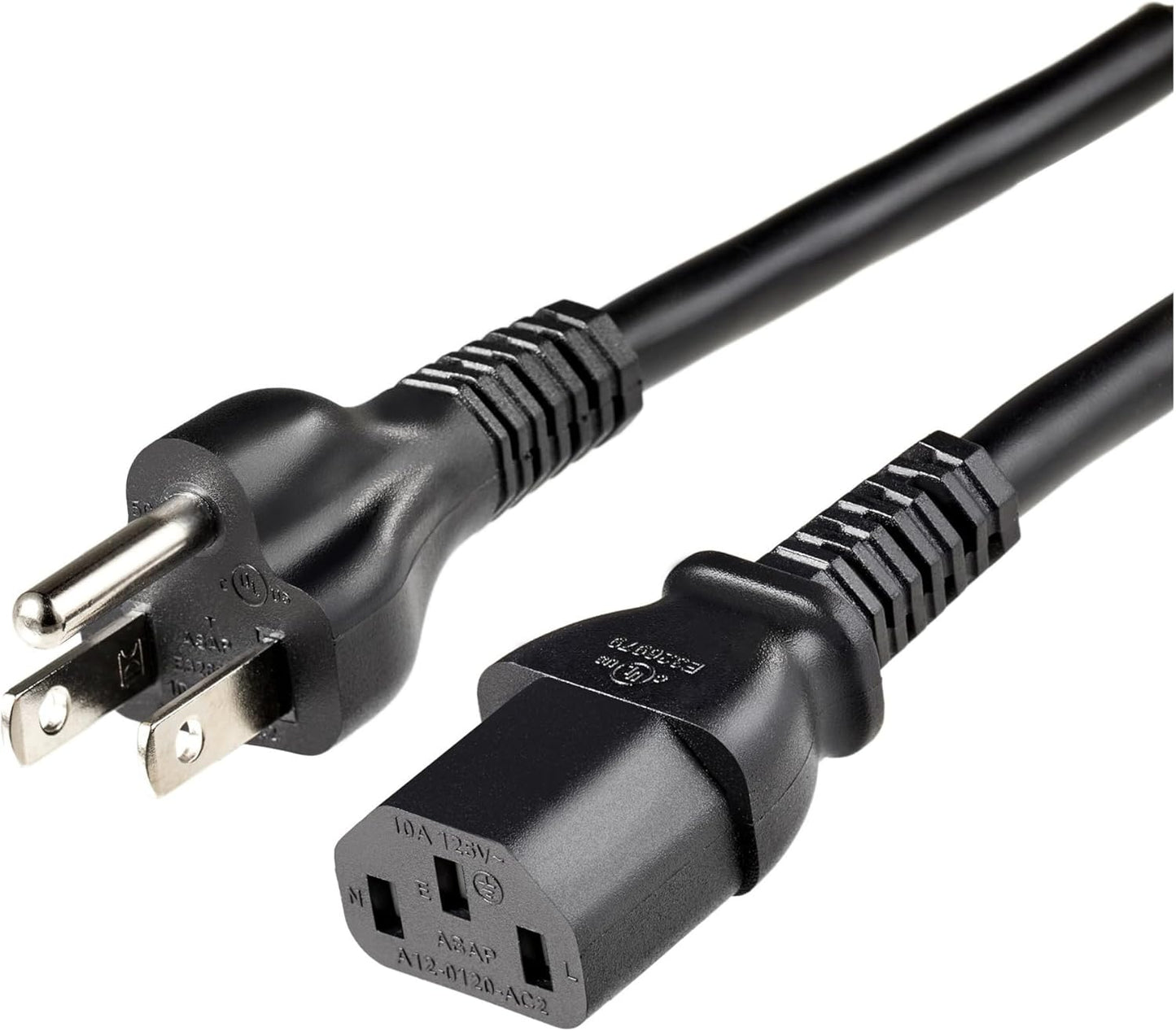 Amazon Basics 25 5-15P IEC320C13, 3 18 125 Universal PC Power Cable, Feet, NEMA to Prong Plug, AWG, Volts, UL Listed