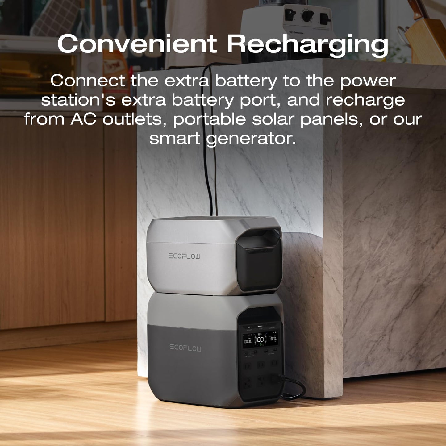 EF ECOFLOW Delta 3 Series Smart Extra Battery, 1024Wh LiFePO4 Expansion Battery for Power Station Delta 2/Delta 3/Delta 3 Plus/Delta 3 1500