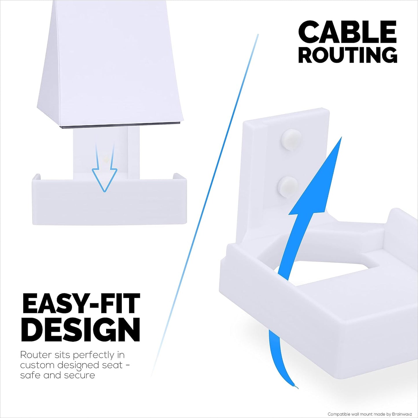 BRAINWAVZ AC3000 Wall Mount for Gryphon Tower Mesh WiFi Router, Easy to Install Holder Bracket, Reduce Interference