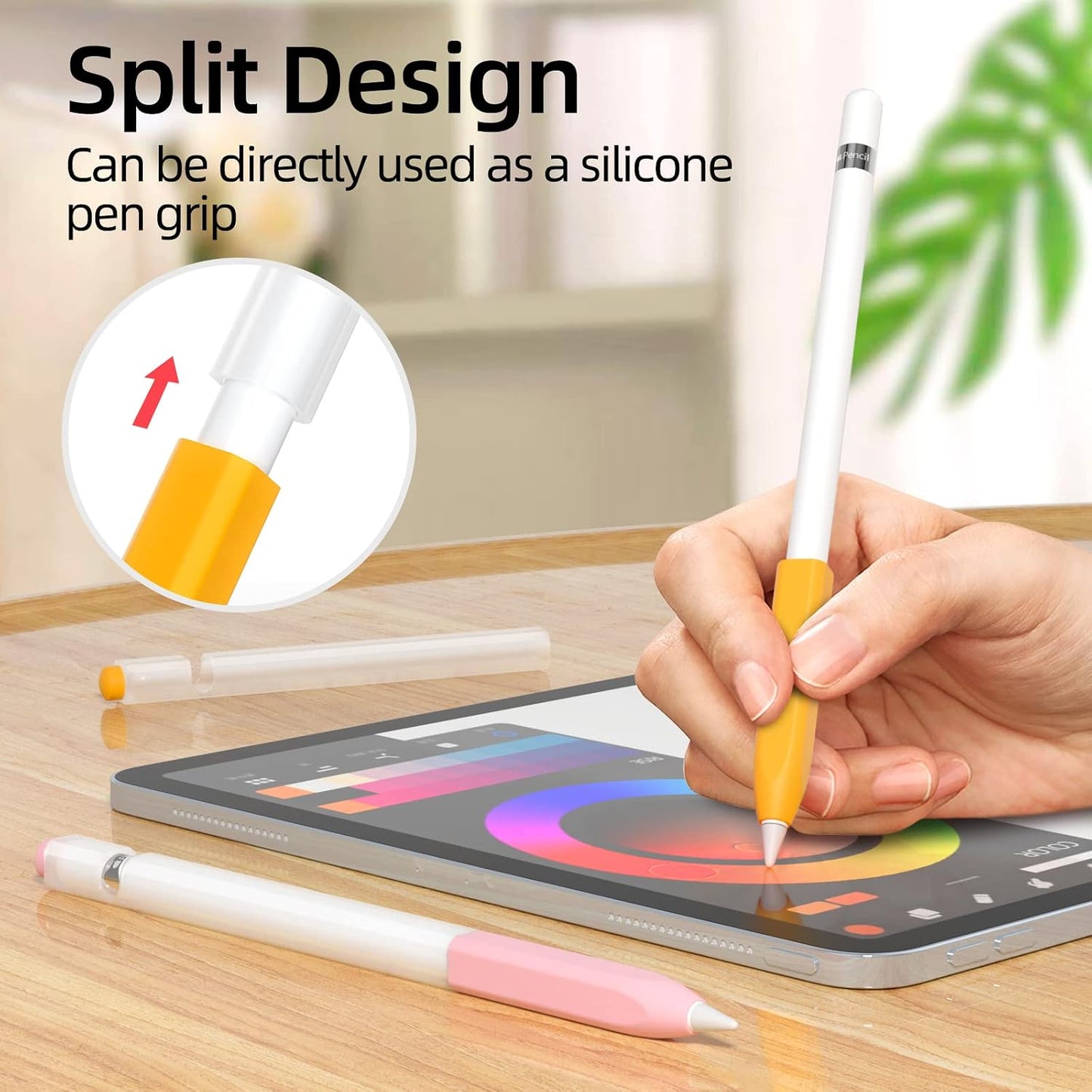 JOOSKO 1st [2 Pack] 10 Pencil Case Compatible With Apple Pencil Generation, Soft Silicone [With Tip Cover] (Yellow