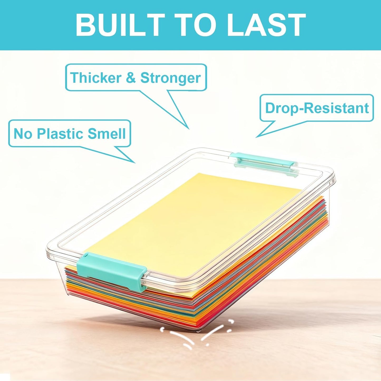 Skiennix 6 Qt Clear Plastic Storage Bins - Stackable Organizers with Lids for Arts & Crafts | 2 Pack