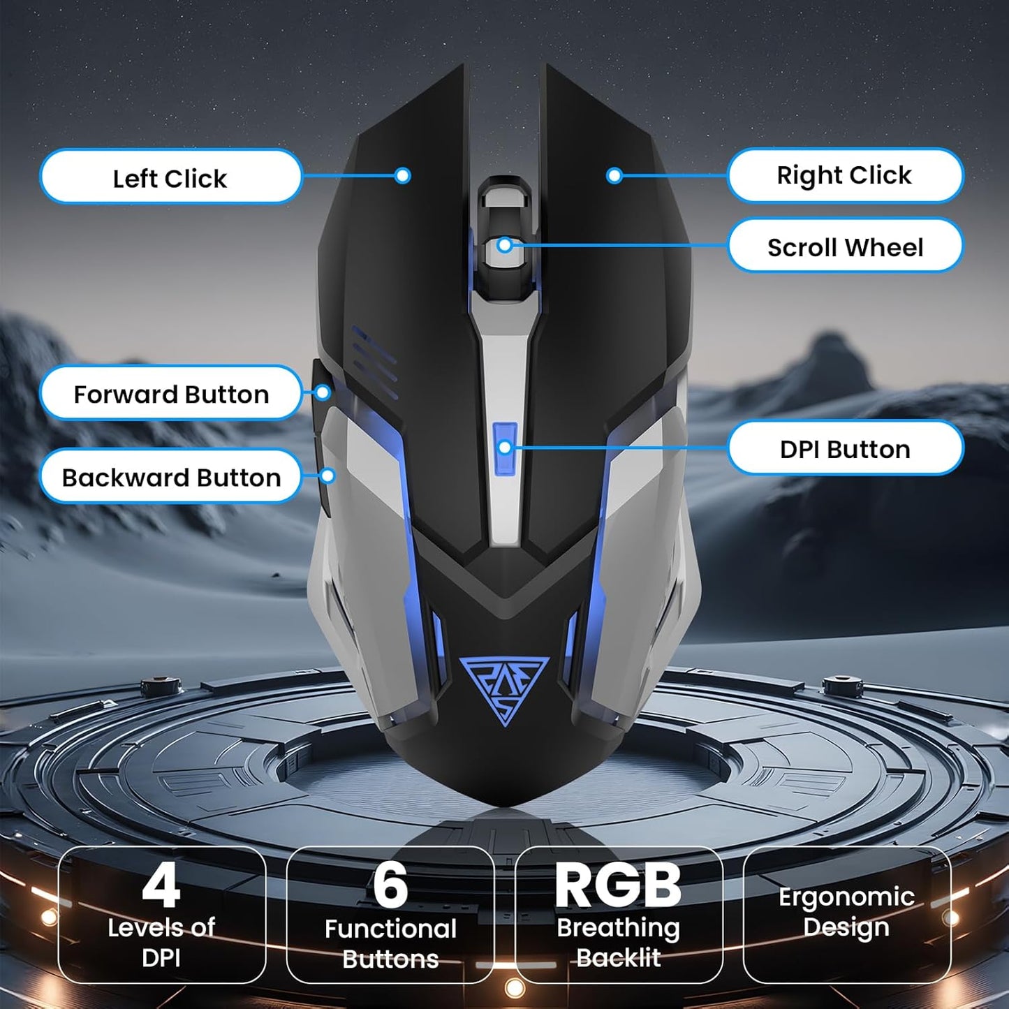 LAMA 60% 61 PS4, Mini Keys Mechanical Keyboard with Red Switches, LED Backlit, Small Portable Gaming Wired Keyboard