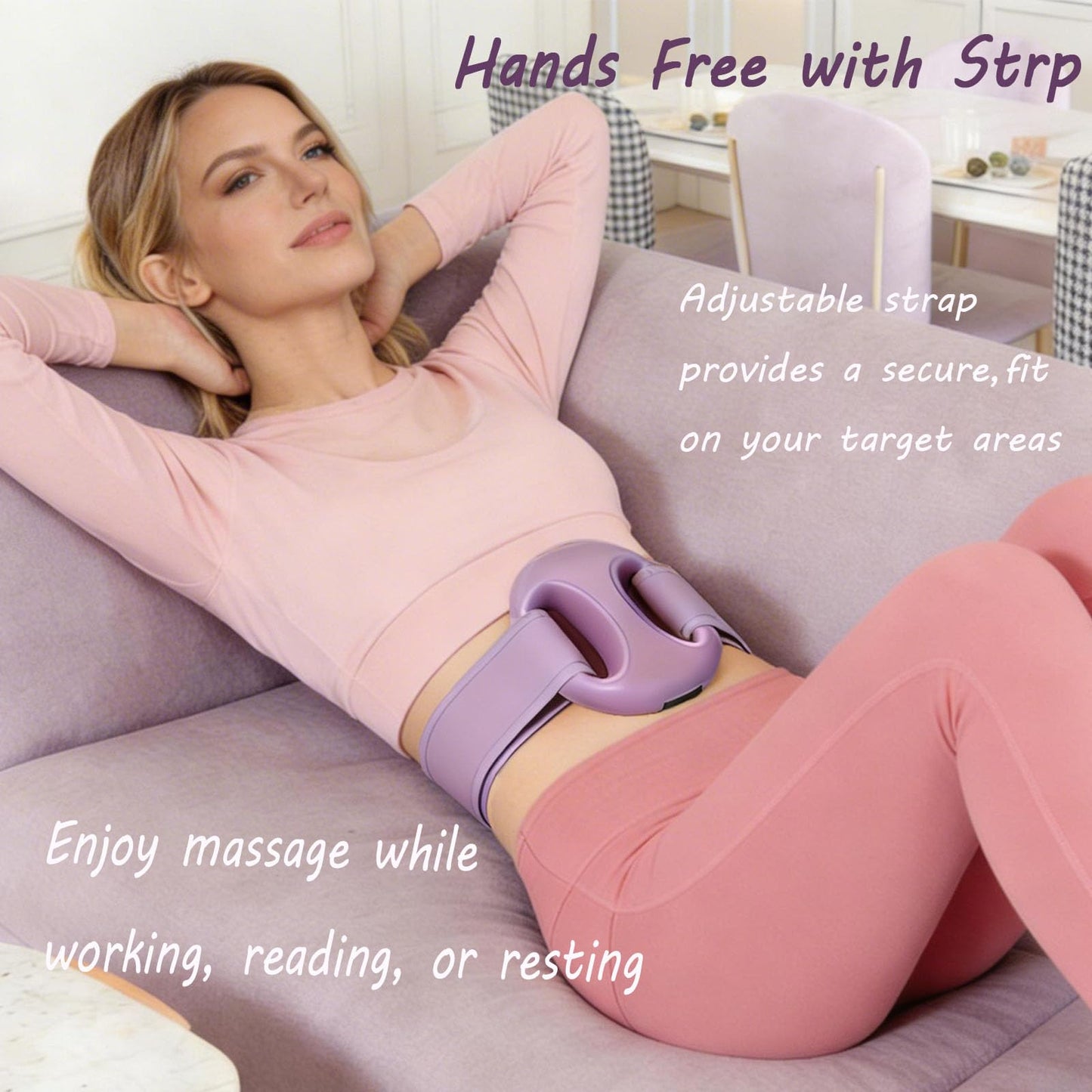 YLZELSKY Full-Body Fascia Ring Massager with Belt Deep Tissue Vibration Massage Tool 3 Modes & 6 Intensities, Portable Cordless Massager for Weight Loss & Lymphatic Drainage, Gift for Women (Purple)