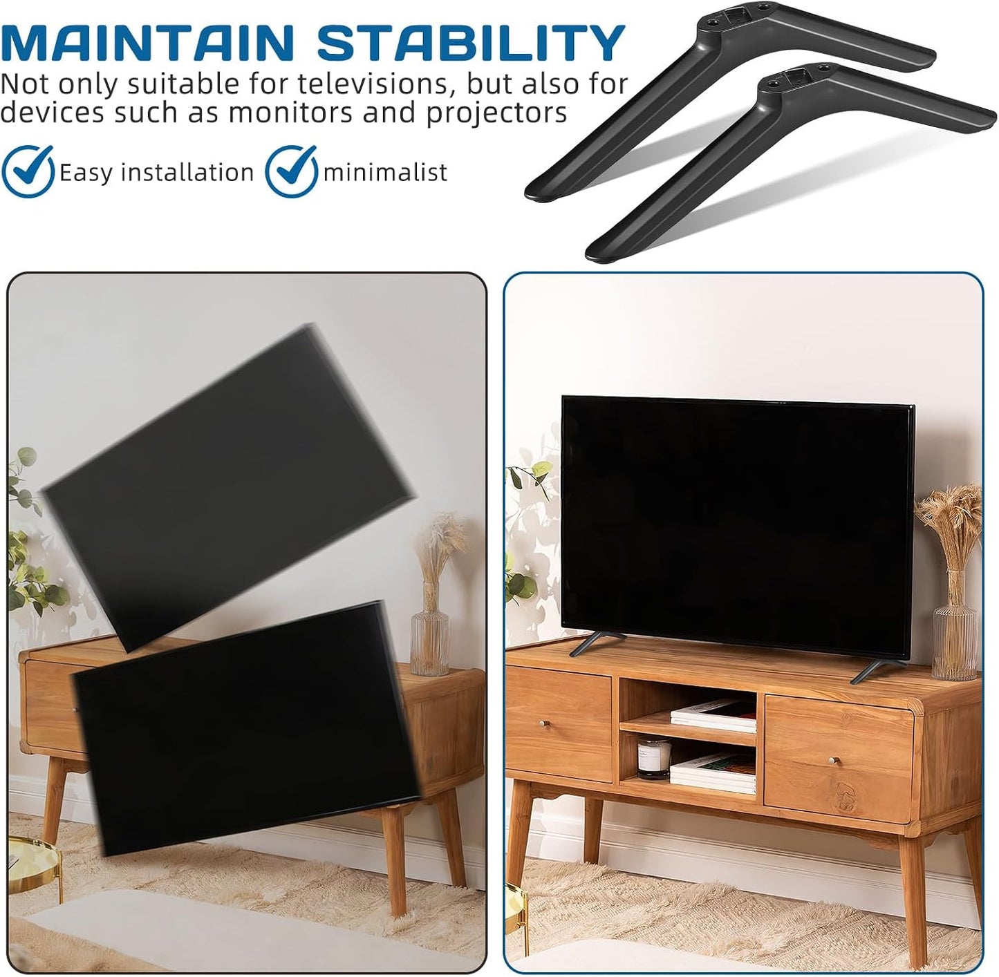 32 Inch BESPORTBLE Universal Tv Stand Legs Replacement with Screws, Tabletop Tv Base Pedestal Feet, Monitors