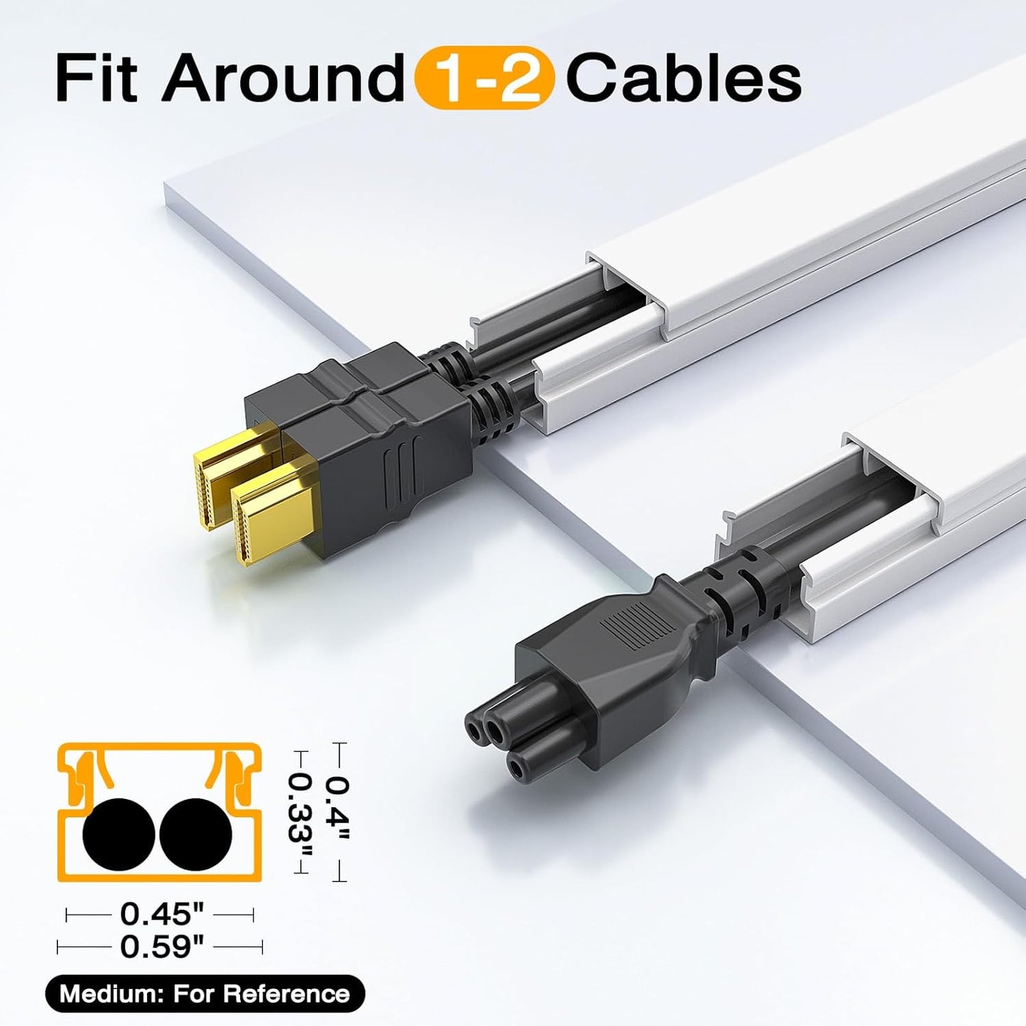 Delamu 157in 1 W0.55 H0.4in, Cord Covers for Wires on Wall, Cord Hider for Cord, Paintable Cable Hider, Cable