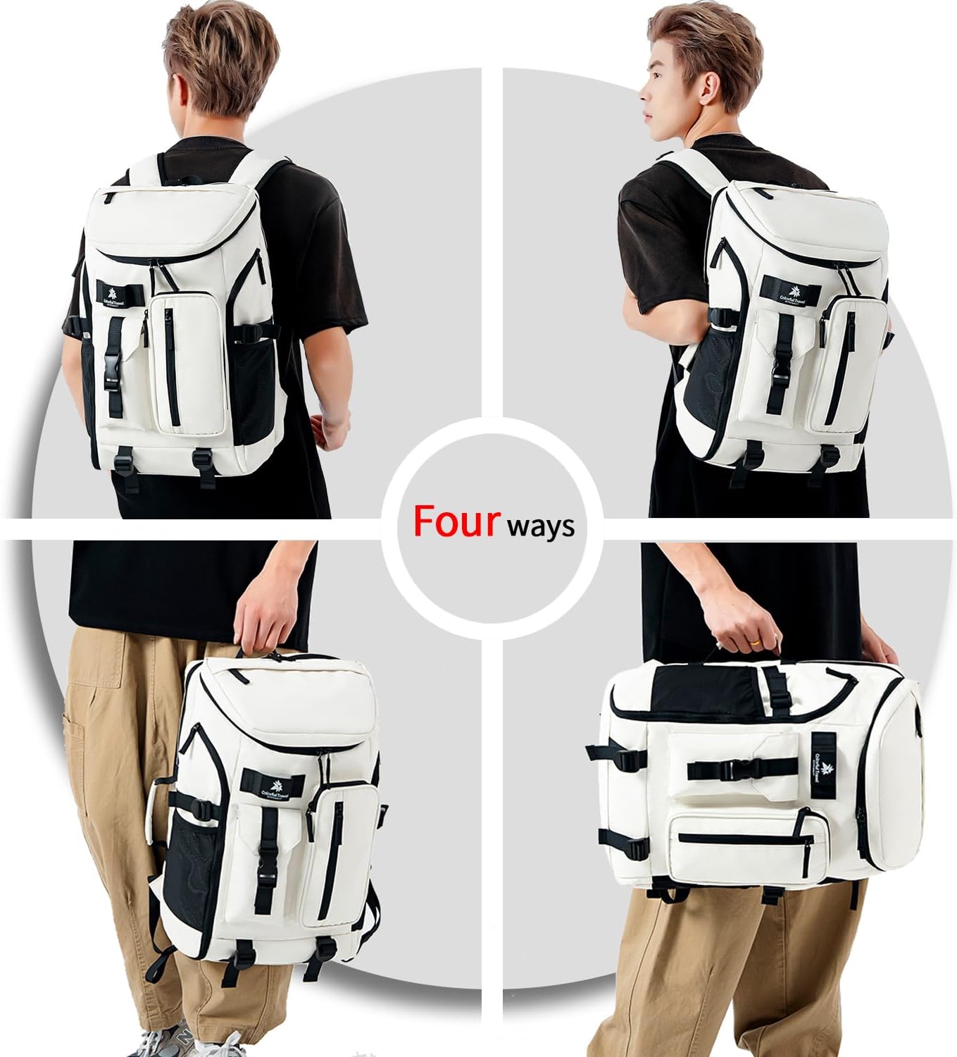 Backpack 4-Way Kalesi Gym Duffle Tennis Bag Waterproof with Shoes Compartment for travel Sport Hiking laptop (Wood