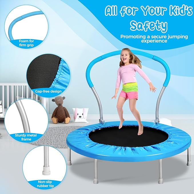 Mini Trampoline for Kids, Indoor Toddler Trampoline with Handle, Child Small Rebounder Trampoline for Indoor and Outdoor Use