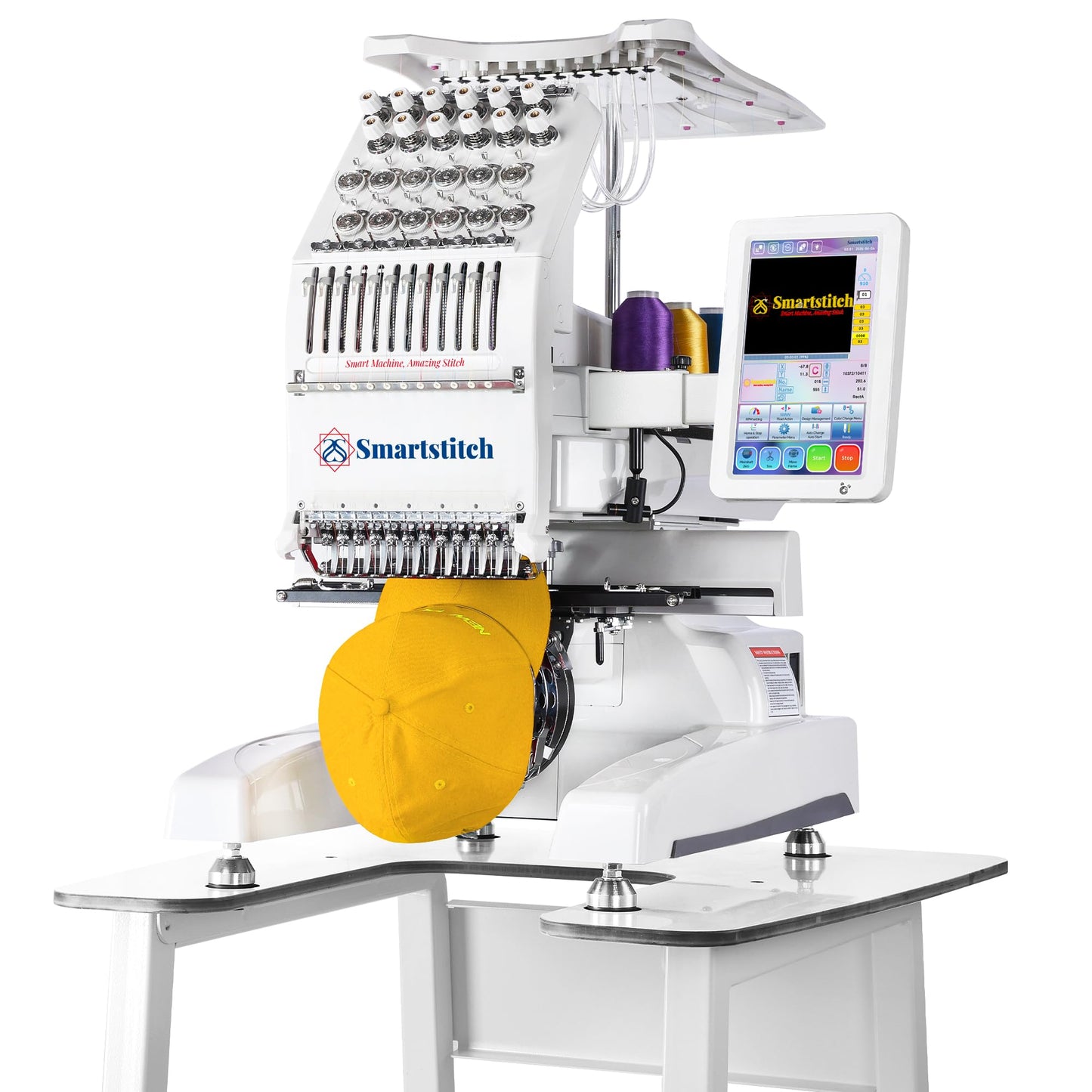 Smartstitch S-1201 Compact Embroidery Machine with 12 Needles, 1200SPM Max Speed, 10“ Screen, Wifi, 9.5"x12.6" Embroidery Area, Your First Commercial Embroidery Machine for Flat, Hat, T-shirt and more