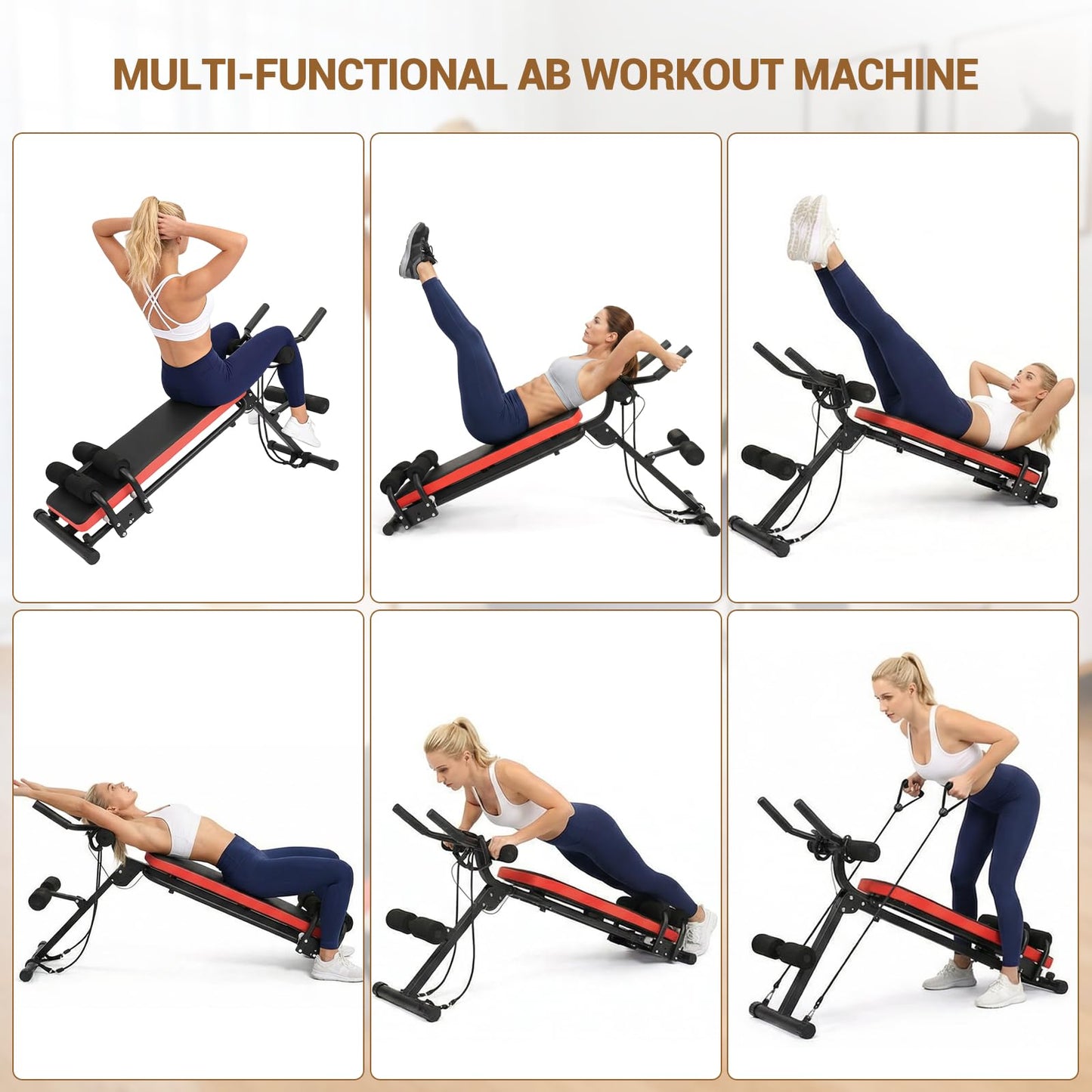 Adjustable Ab Workout Bench-Ab Trainer Machine with LCD Display, Multi-functional Ab Machine for Home Gym