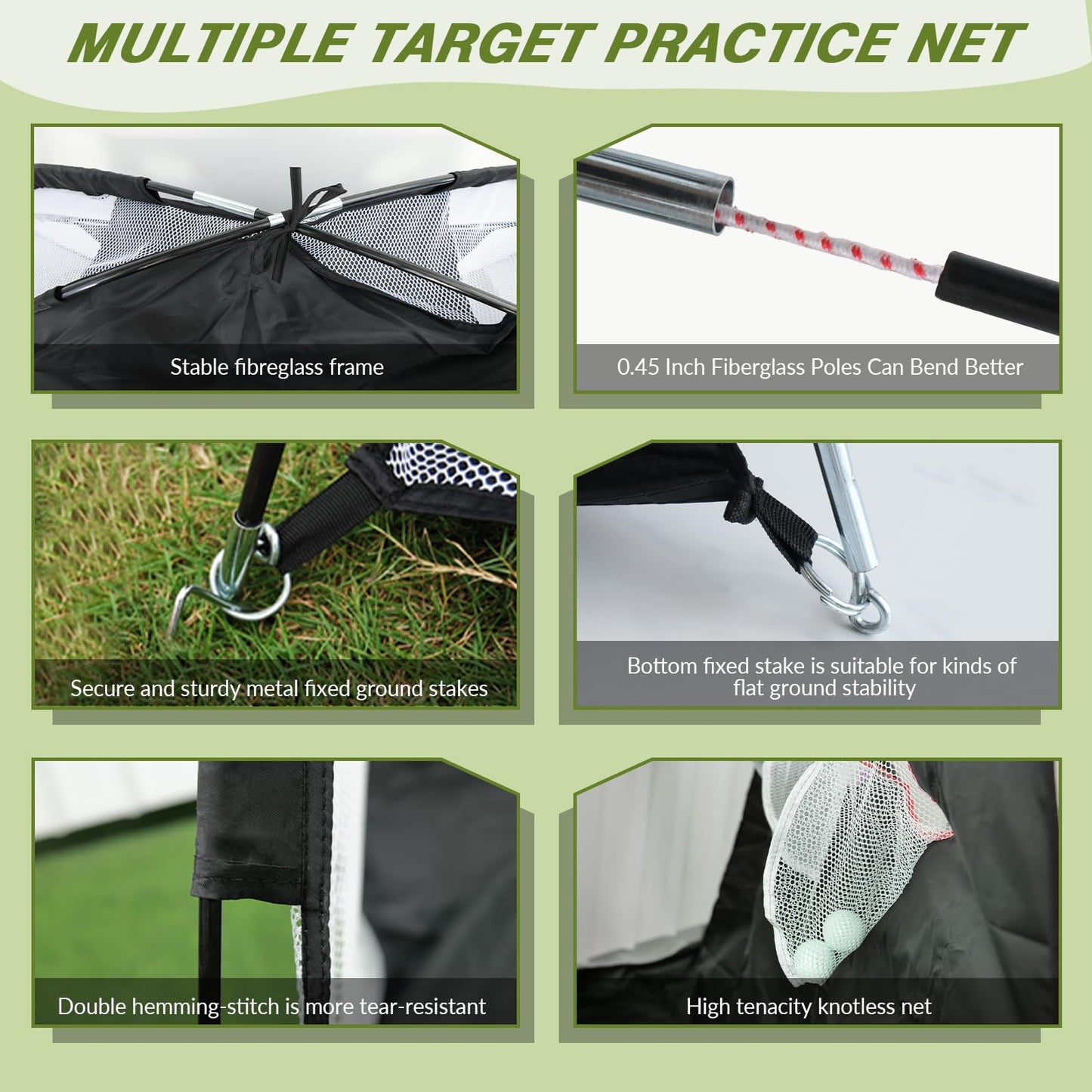 Golf Net, 10x7FT Golf Practice Net with Swing Mat, Golf Hitting Net for Backyard Driving, Indoor/Outdoor Training Chipping Aid Nets with Targets, Gifts for Men/Dad/Him