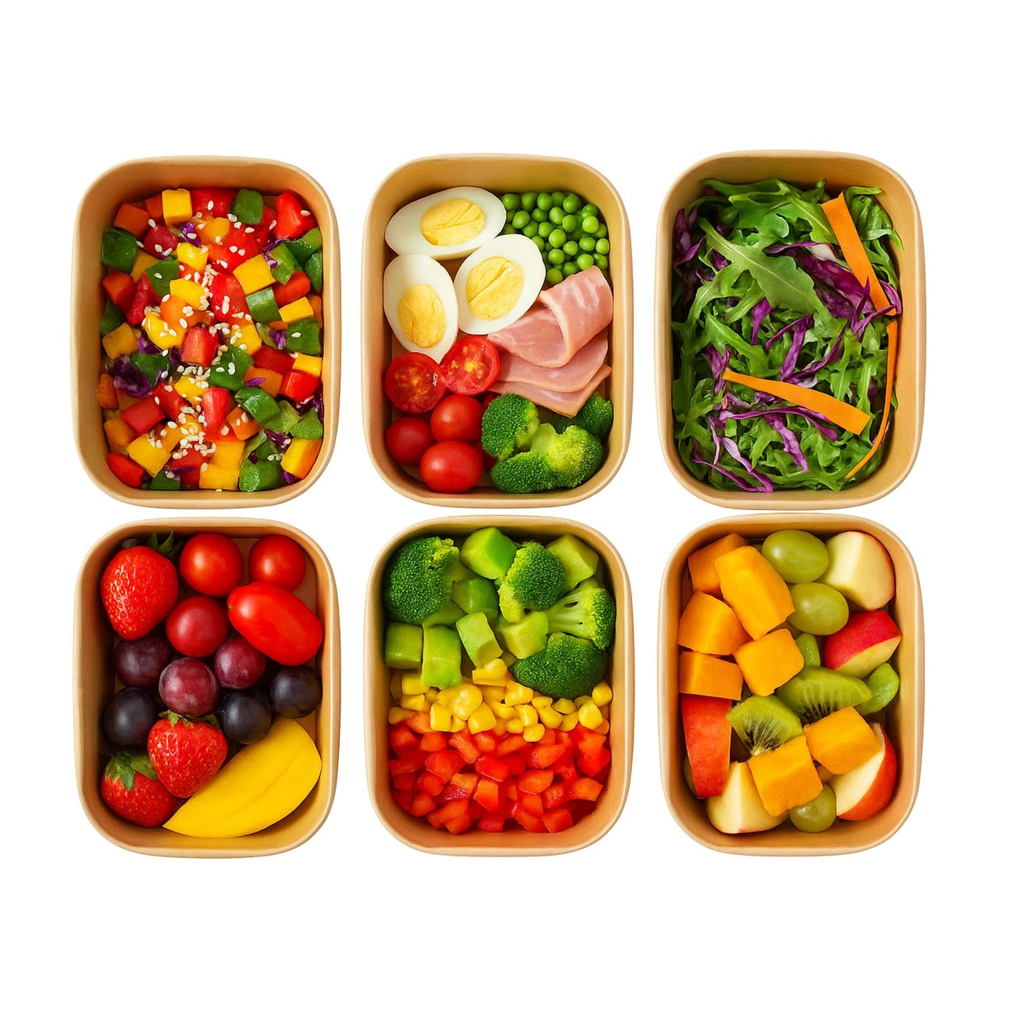 AQYIIH 25 oz 50-Pack Disposable Paper Meal Prep Containers with Lids – Square Paper Salad Bowls for Takeout, Freezer & Microwave Safe