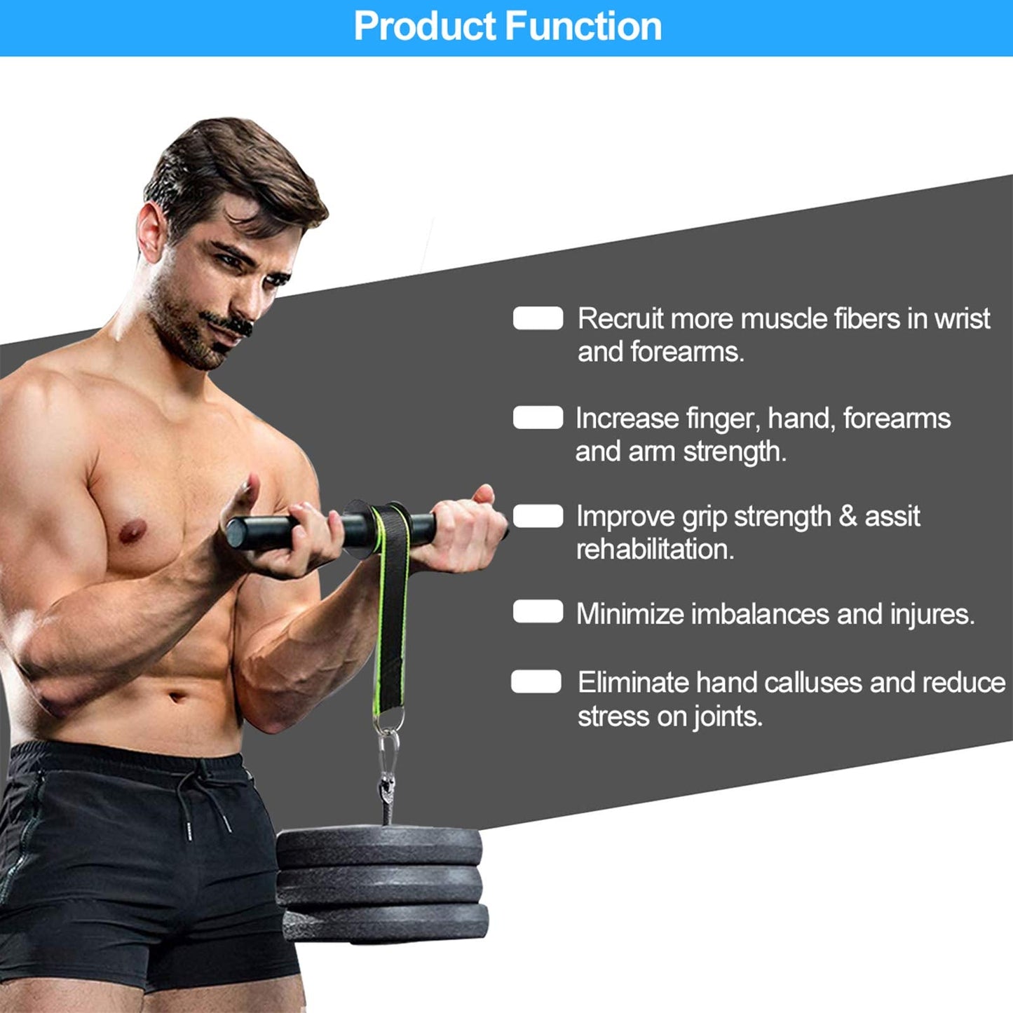 Yamyshine Forearm Wrist Roller Blaster Exerciser, Wrist Roller & Forearm Roller for Training, Workout, Fitness, Arm Strength Trainer for Gym and Home