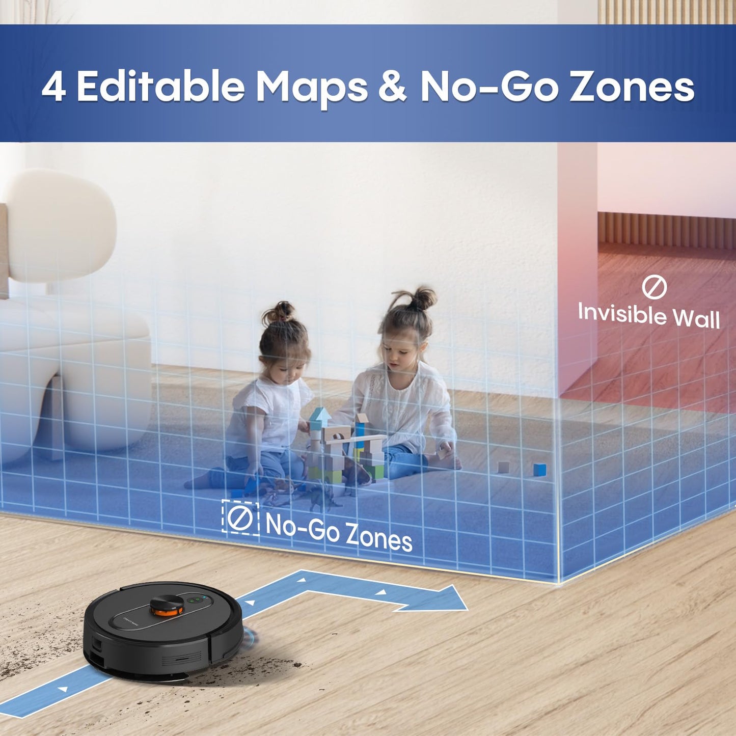 eitton Robot Vacuum and Mop Combo, 6000Pa Strong Suction, LiDAR Navigation, Self-Emptying Dock,90-Day Hands-Free,Smart Mapping,WiFi/App/Alexa,Robotic Vacuum for Pet Hair, Dust, Hard Floors and Carpets