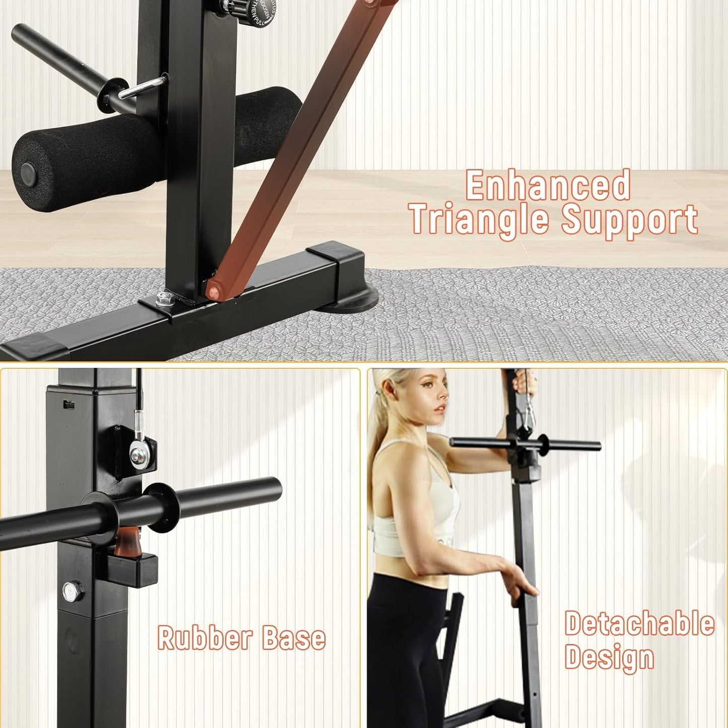 MAIDOMA Foldable 1500LBS 8 IN 1 Olympic Weight Bench Set with Squat Rack, Leg Extension/Curl & Preacher Curl, Adjustable Bench Press Set with Safety Bar Catches for Home Gym Full Body Workout