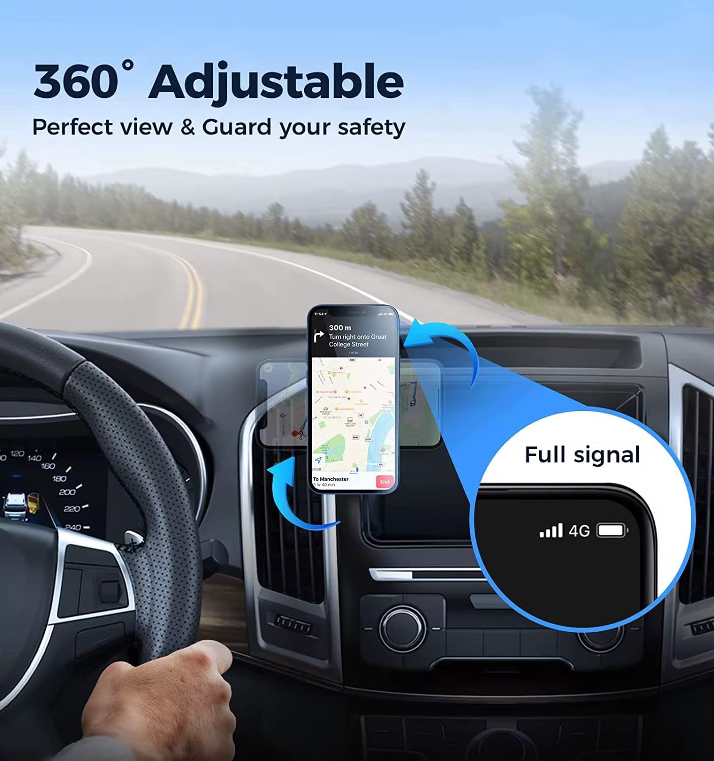 BelaGoods VIDA 8Magnet 360 15/14/13/12 BelaGoods Magnetic Car Phone Mount for Dashboard & Vent, Rotating Mini Phone