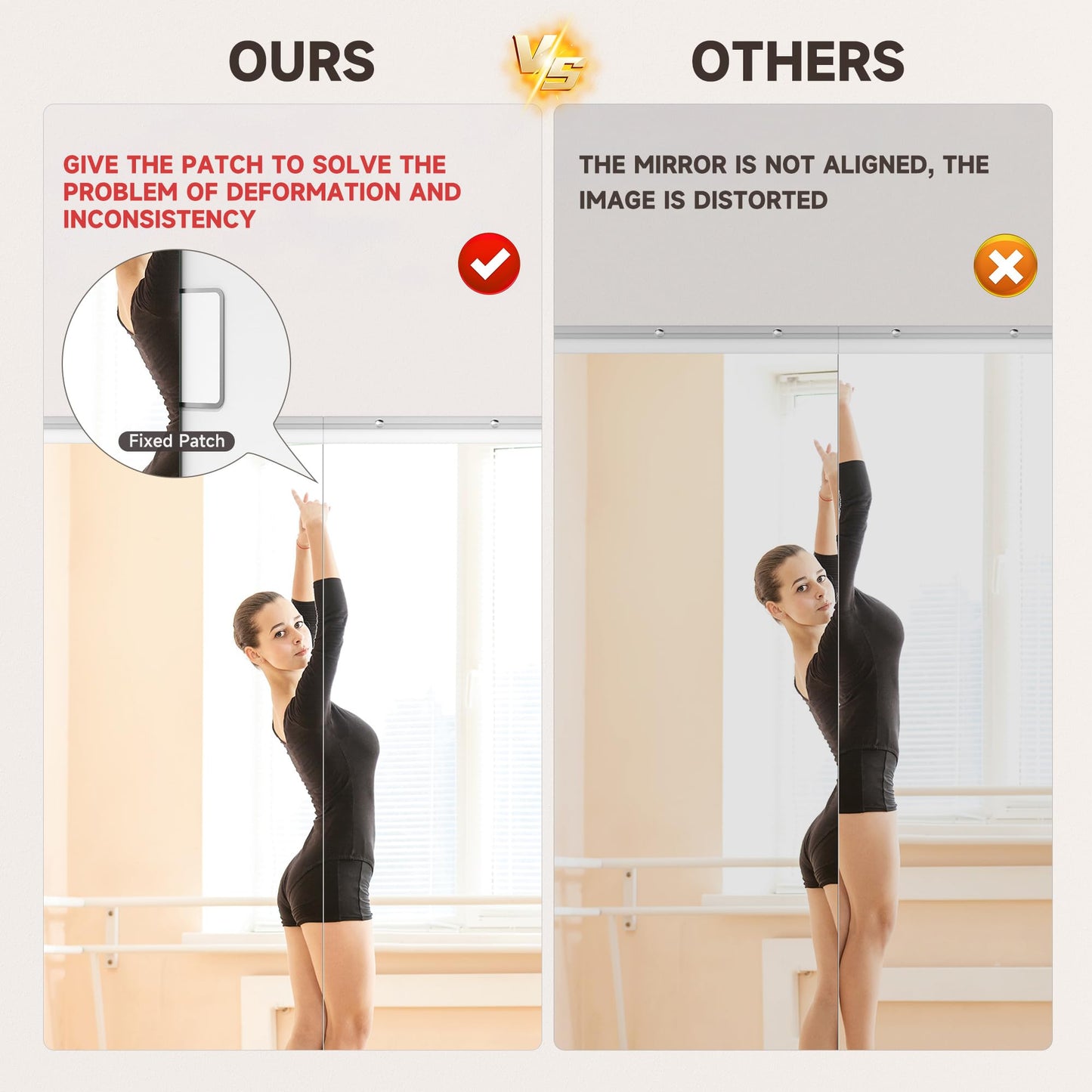 WINNICE 79"x36" Home Gym Mirror with 4MM Tempered Glass - Large Full Body Wall Mirror for Workout & Yoga, Frameless, Shatterproof - Easy Wall Mount Installation Kit Included