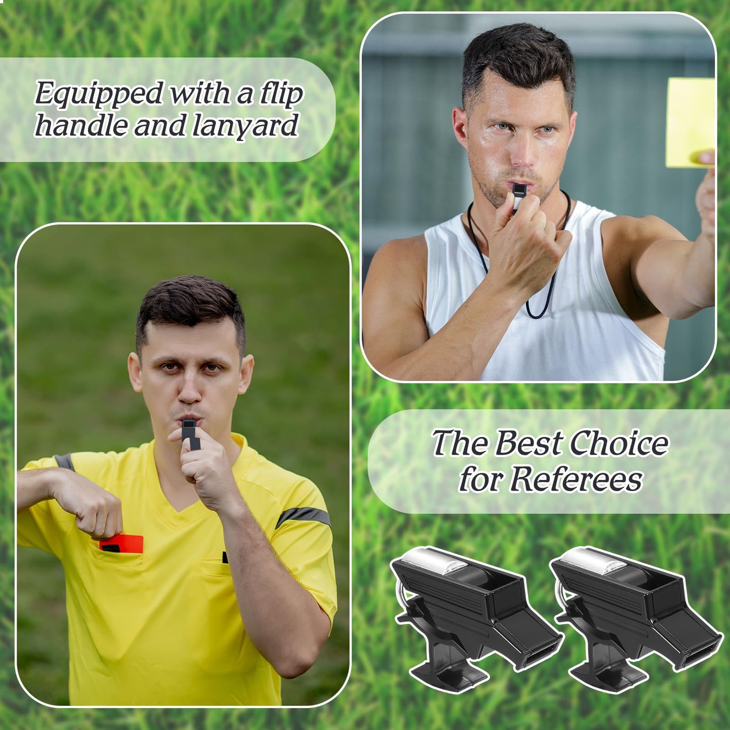 Relaxweex 2 Sets Finger Grip Referee Whistle Soccer Coach Whistles with Fingers Flip Grip Football Hockey Hand Whistle Metallic Loud Sports Whistle with Rubber Sleeve for Coaches Polices