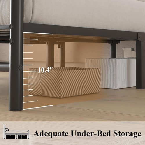 LOEWAY Queen Size Metal Platform Bed Frame - Butterfly Pattern Headboard & Footboard | Strong Slats, Easy Assembly, Noise-Free, Black
