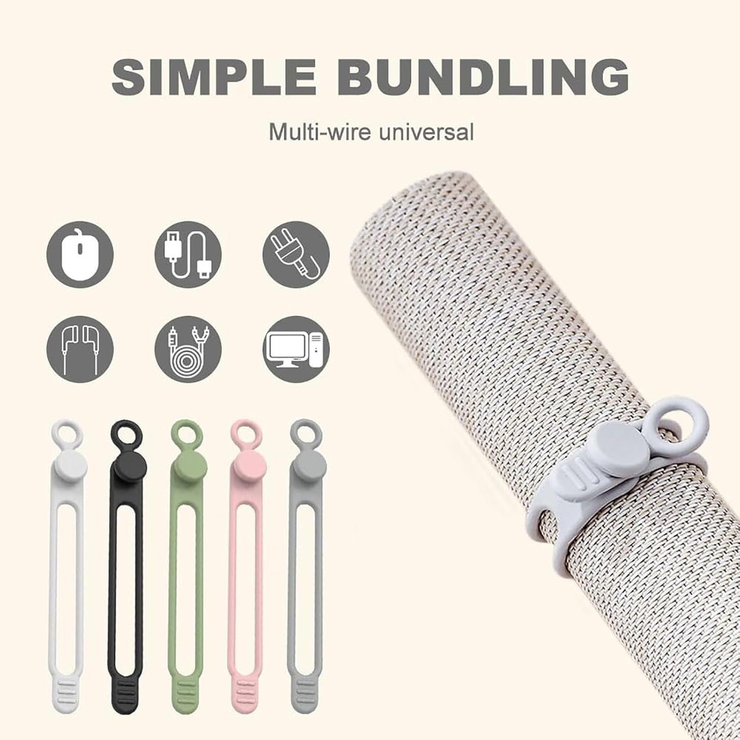2026 (10Pcs) Data Cable Organizer, Upgrade Silicone Headphone Organizers, Silicone Cable Ties Reusable Cable Management