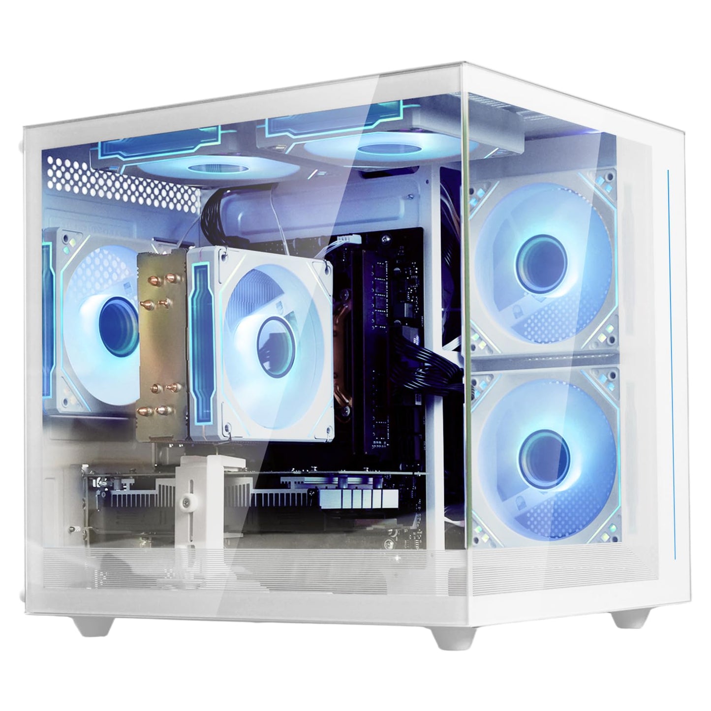 suevery Pre-Built Gaming PC | DDR4 16G RAM | AMD Ryzen5 5500 6Cores 3.6G Up to 4.1G | M.2 512G SSD | RX 6500XT 4G | WiFi 6 White Desk top Computers 4K Pro