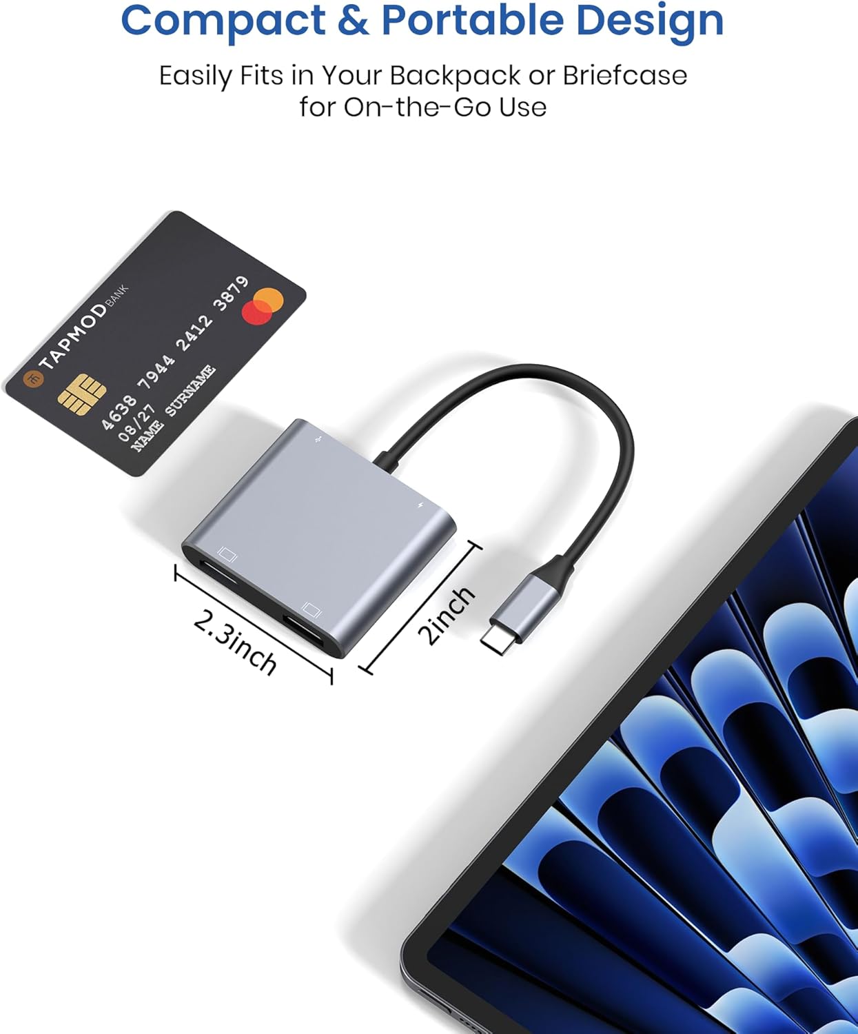 BAOZEE 4K@60Hz 100W 3 USB C to Dual HDMI Adapter, HDMI Splitter for Dual Monitors Extended Display, PD Charging, USB-A