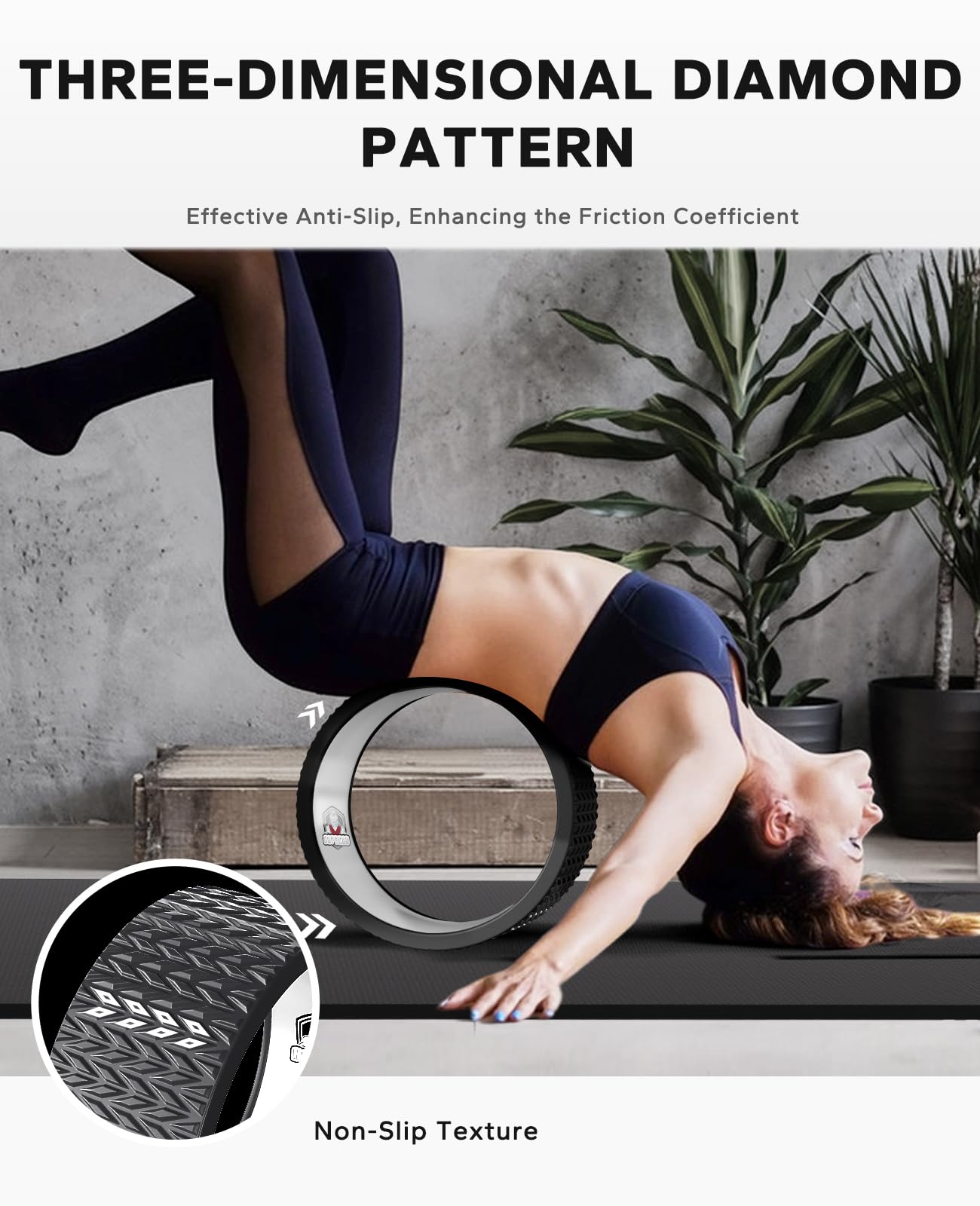 HAPBEAR Back Roller - Yoga Wheel Set with 26'' Exercise Ball – 12'' PP Spine Alignment Tool for Back Pain Relief, Core Strength & Full-Body Workout, for Home Gym & Therapy – Pump Included