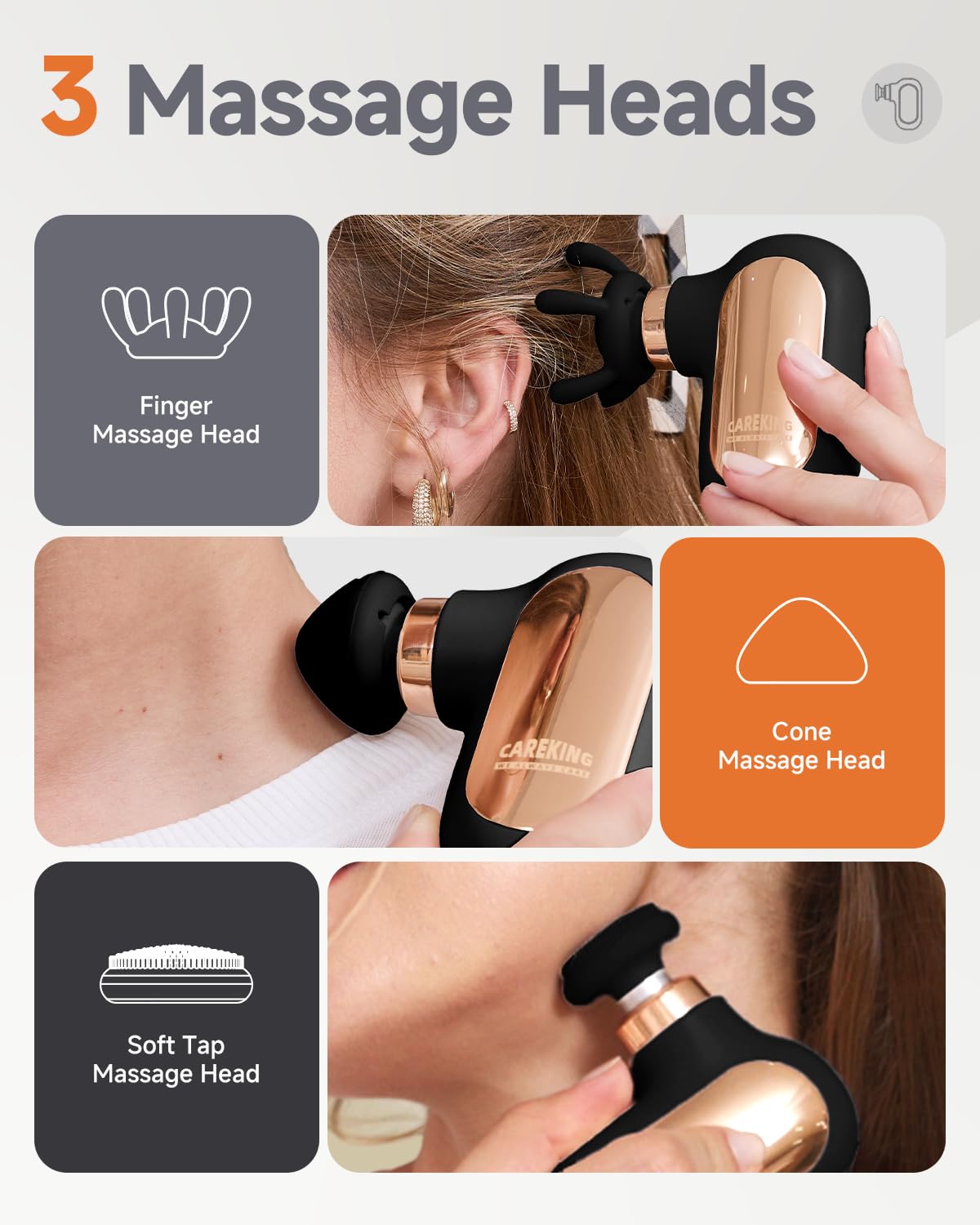 CAREKING Mini Massage Gun, Deep Tissue Small Muscle Massager for Pain Relief, Travel Massage Gun for Neck Shoulder Thigh Back, Handheld Massager for Office, Birthday