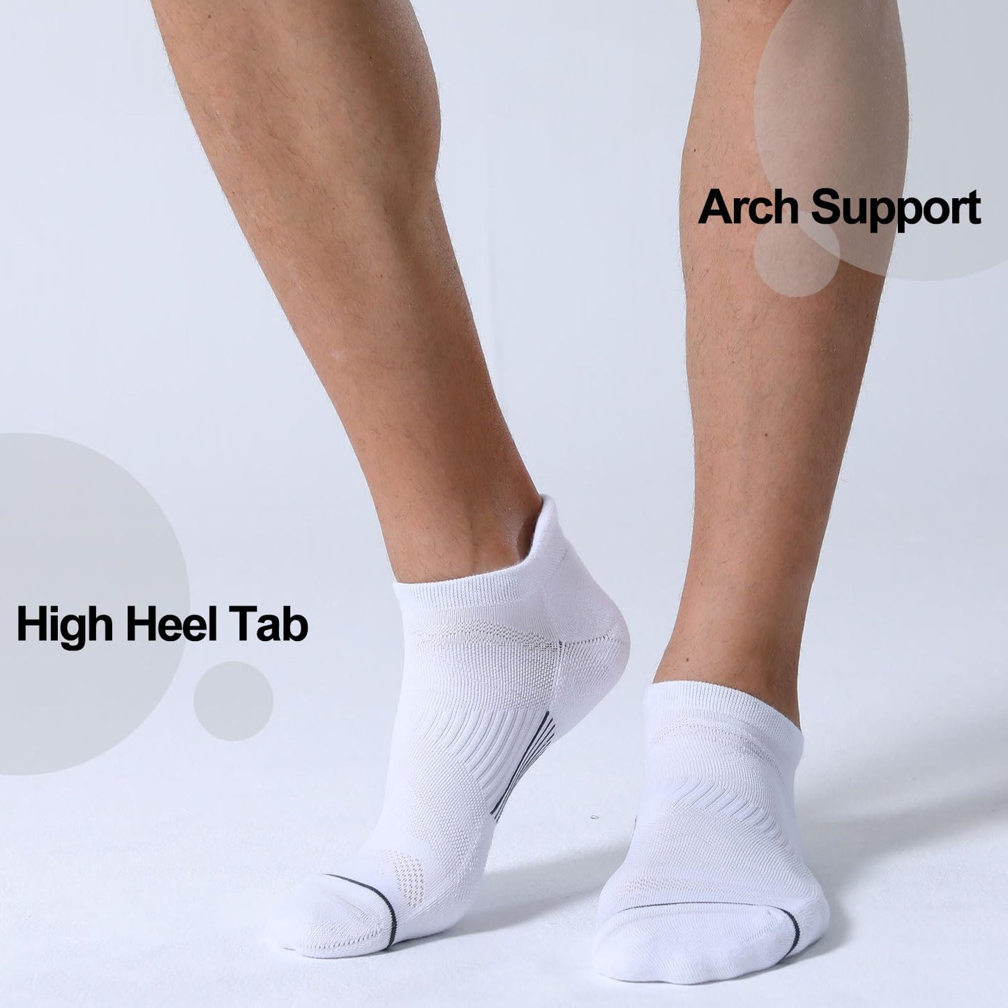 FITRELL 6 Pack Ankle Running Socks for Men and Women Low Cut Cushioned No Show Athletic Sports Compression Socks, Shoe Size 12-15, Black+White+Grey Mixed