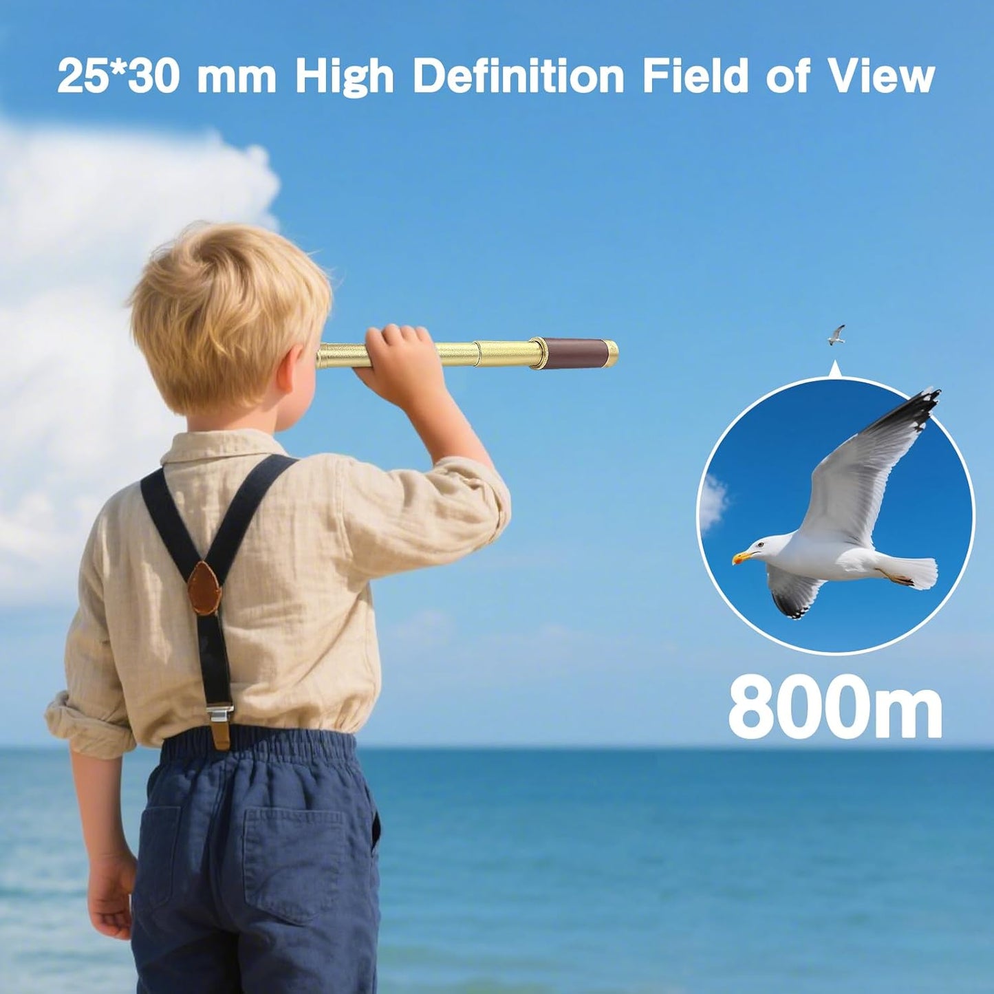 Laupha 25x30 Retro Pirate Telescope Spyglass Portable Collapsible Handheld Telescope Zoom Vintage Monocular Classical