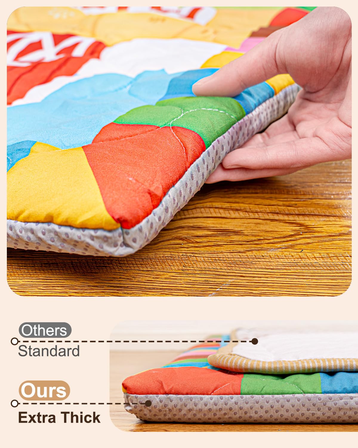 Beavtaens Foam Baby Play Mat 50x50, Removable and Machine Washable Cover, Thicken Cushioning Playmat and Perfect for Playpen, Non-Slip Bottom, Easy to Clean for Infants, Toddlers & Babies(Farm)