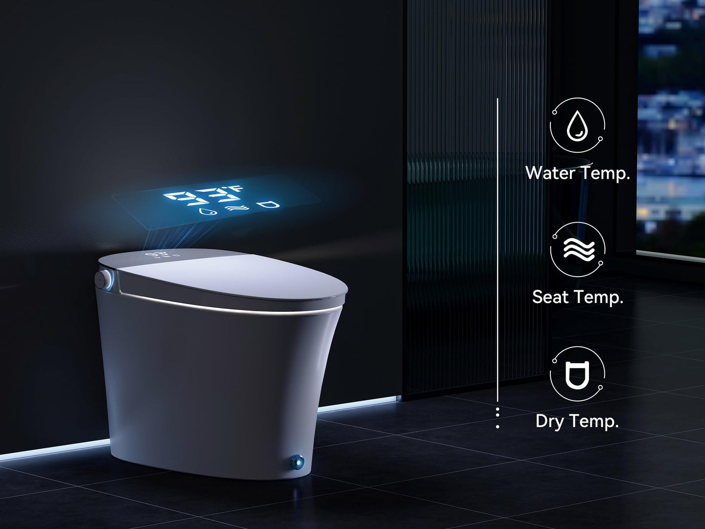 Uncle Brown Smart Toilet with Powerful Flush, for Low Water Pressure, Luxury Smart Toilet built-in bidet with Instant Warm Water, Auto Open& Close Lid and Kick Control, Deodorization, Night Light