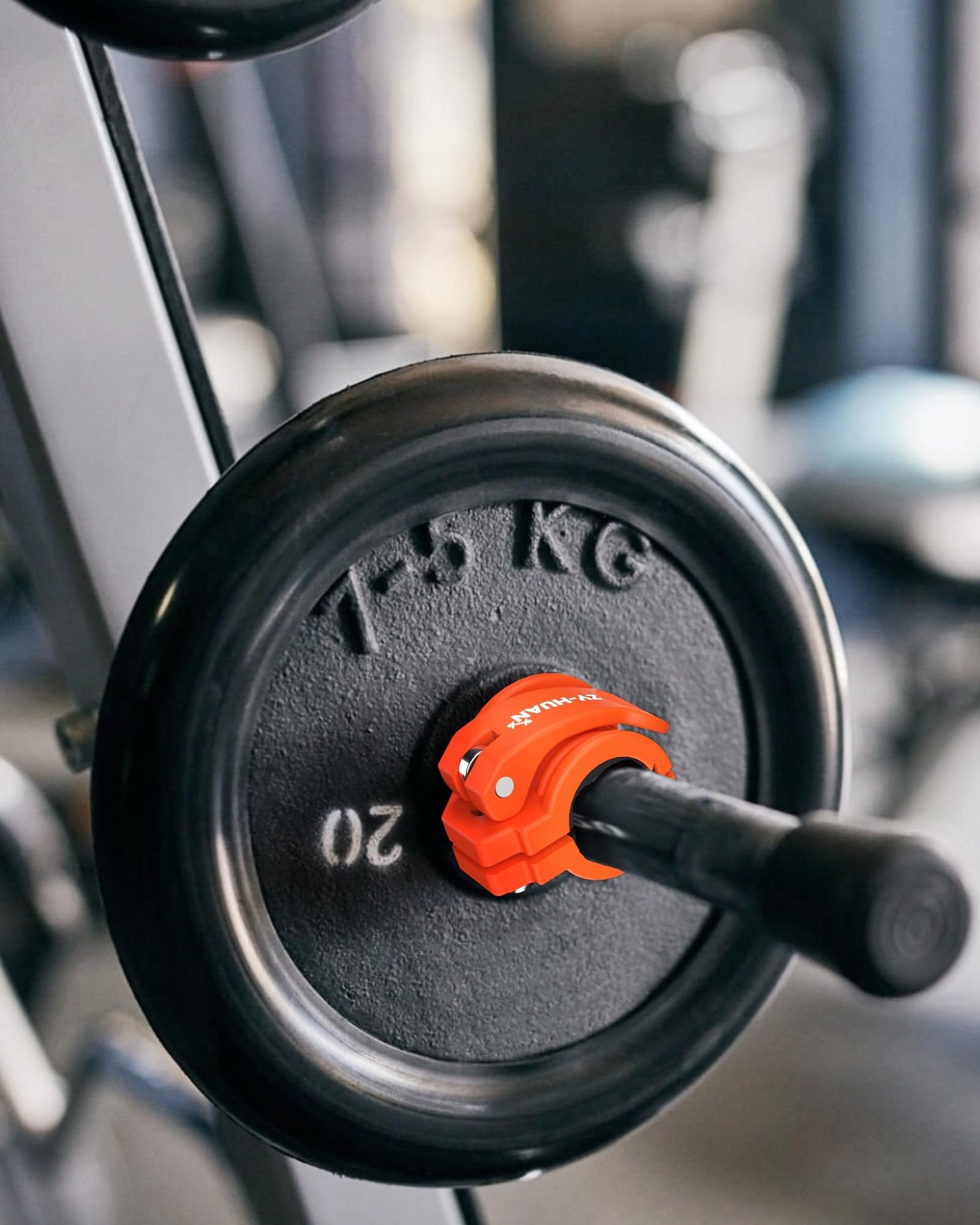 ZY-HUAN Pro Barbell Clips 1 inch Barbell Clamps 0.9-1.18inch Quick Release Weight Clips for Bars Multi-Size Adjustable Olympic Barbell Clamps (Orange)