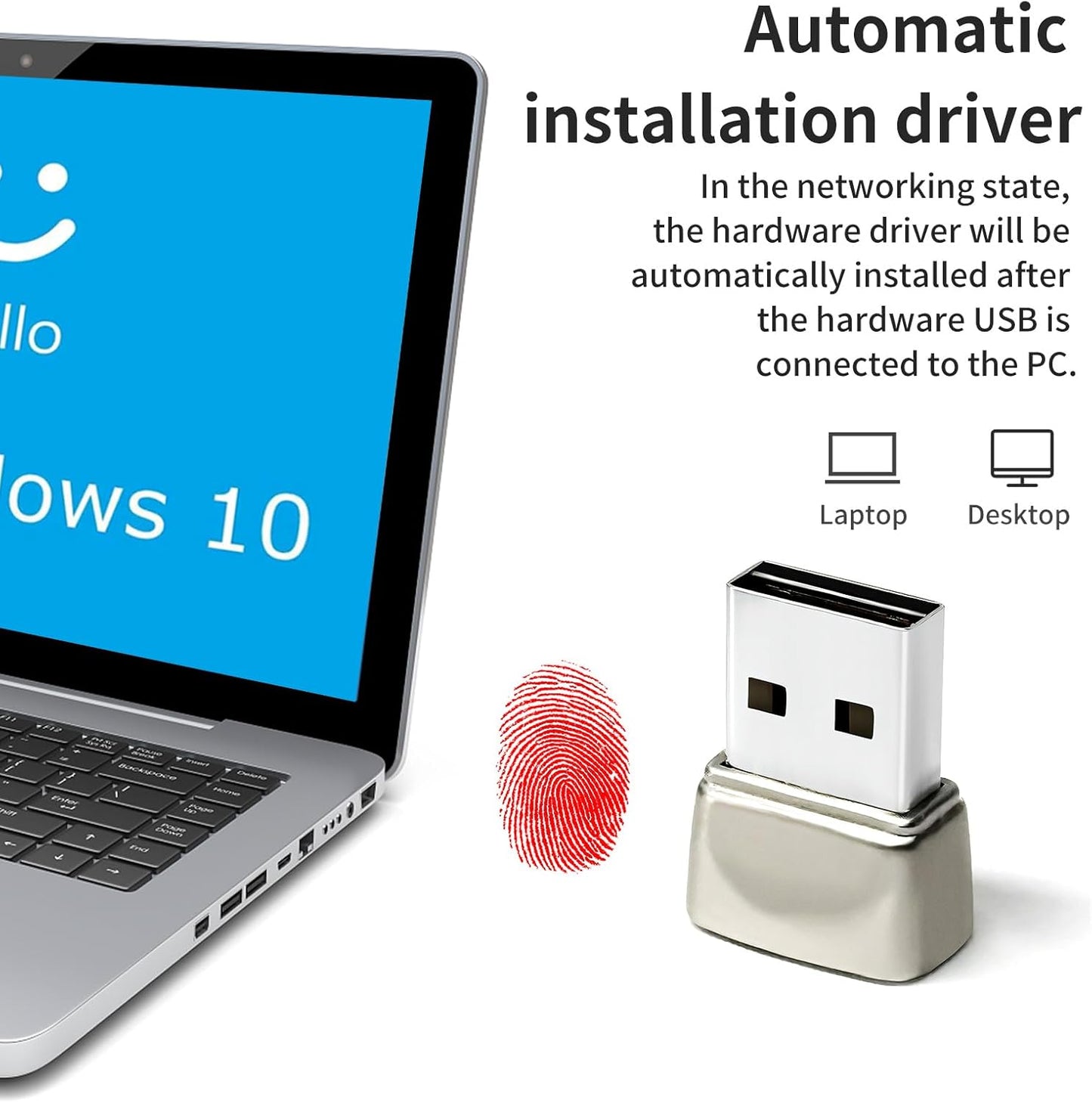 Windows10/11, Setup-Windows USB Fingerprint Reader for Windows Hello Mini Fingerprint Scanner,Metal Shell Auto Driver