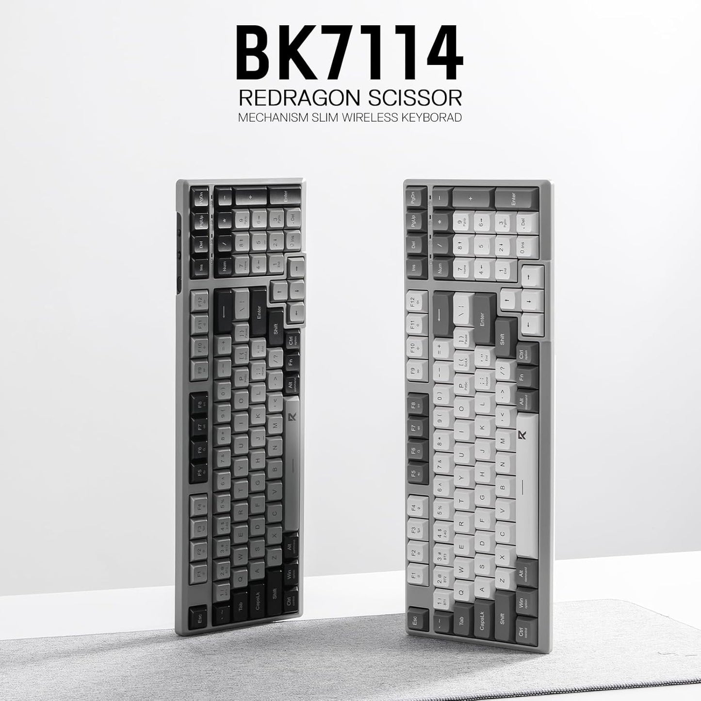 Redragon BK7114 98 2.4G Low-Profile Wireless Computer Keyboard, Keys Slim Office PC Scissors Mechanism Keyboard w/ BT