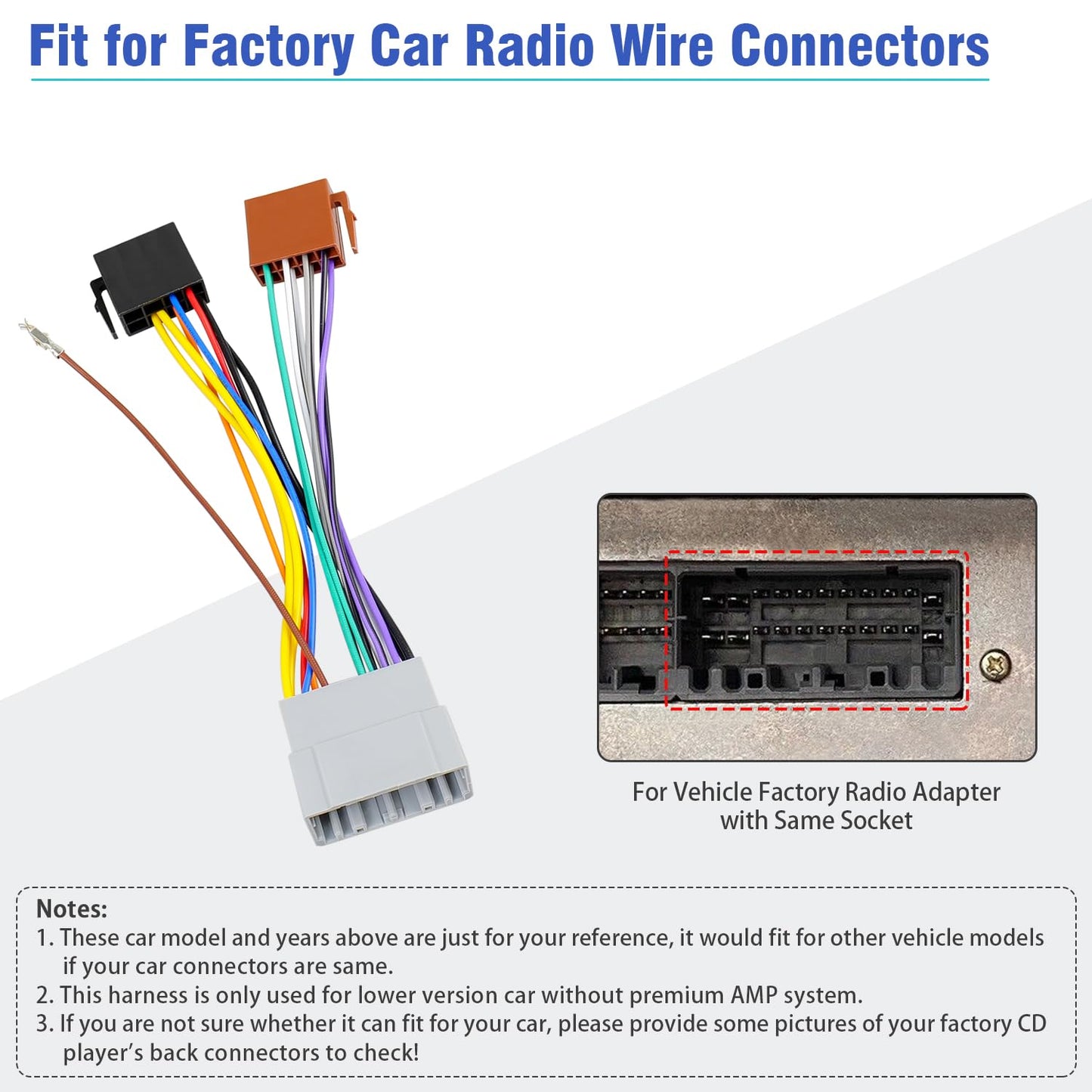 Commander 22Pin Radio Wiring Harness Adapter Compatible with Dodge Ram Caravan Charger Jeep Wrangler Chrysler Voyager