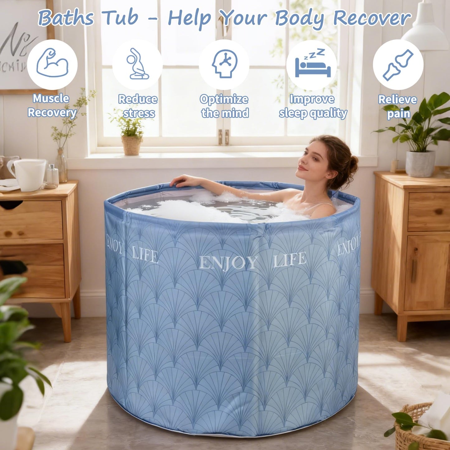 GENDLTHIJ Foldable Bath Tub for Adults, Large Foldable Hot Ice Plunge Tub for Recovery, Collapsible Hot Cold PlungeTub Suitable for Home Outdoors Gyms (Insulation)