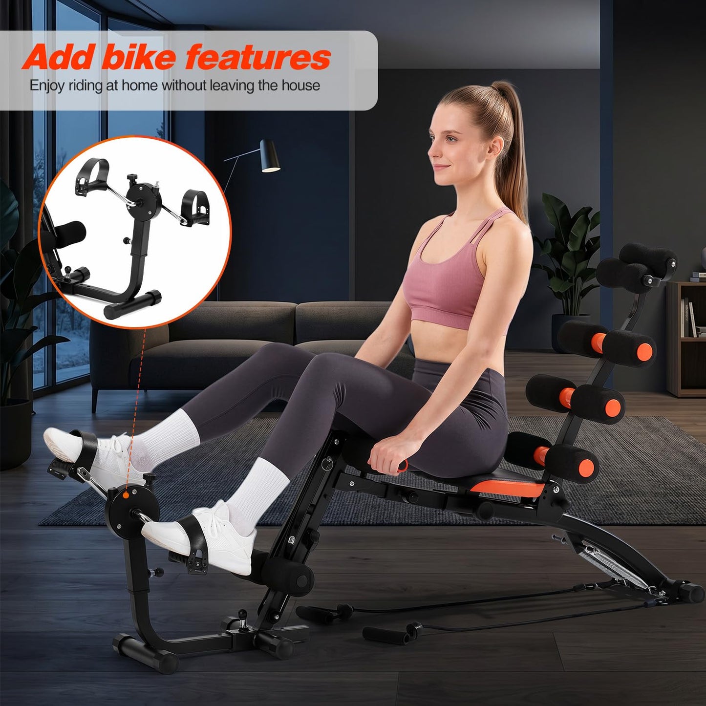 Abdominal Workout Bench – Adjustable Sit-Up Machine with Leg Lock – Home Gym Core Trainer for Abs, Crunches, Leg Raises – Foldable, Heavy-Duty Steel Frame – Max Weight 240LB