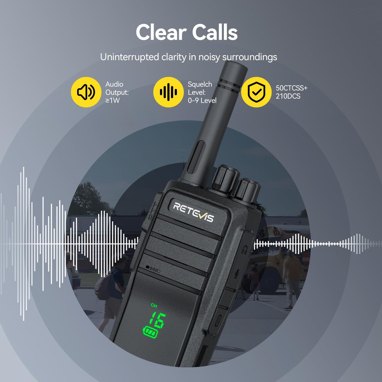 Retevis RT21H Walkie Talkies for Adults, Long Range Walkie Talkies, Hidden Display, FRS Two Way Radios with Earpiece, 1200mAh, Handfree, for Government Education Churches(10 Pack)