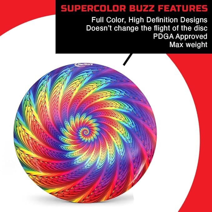 Discraft ESP Buzzz Supercolor Midrange Disc Golf Disc - Custom Design Discraft Discs - Straight Flying and Great for All Skill Levels - Free Mini Marker Included