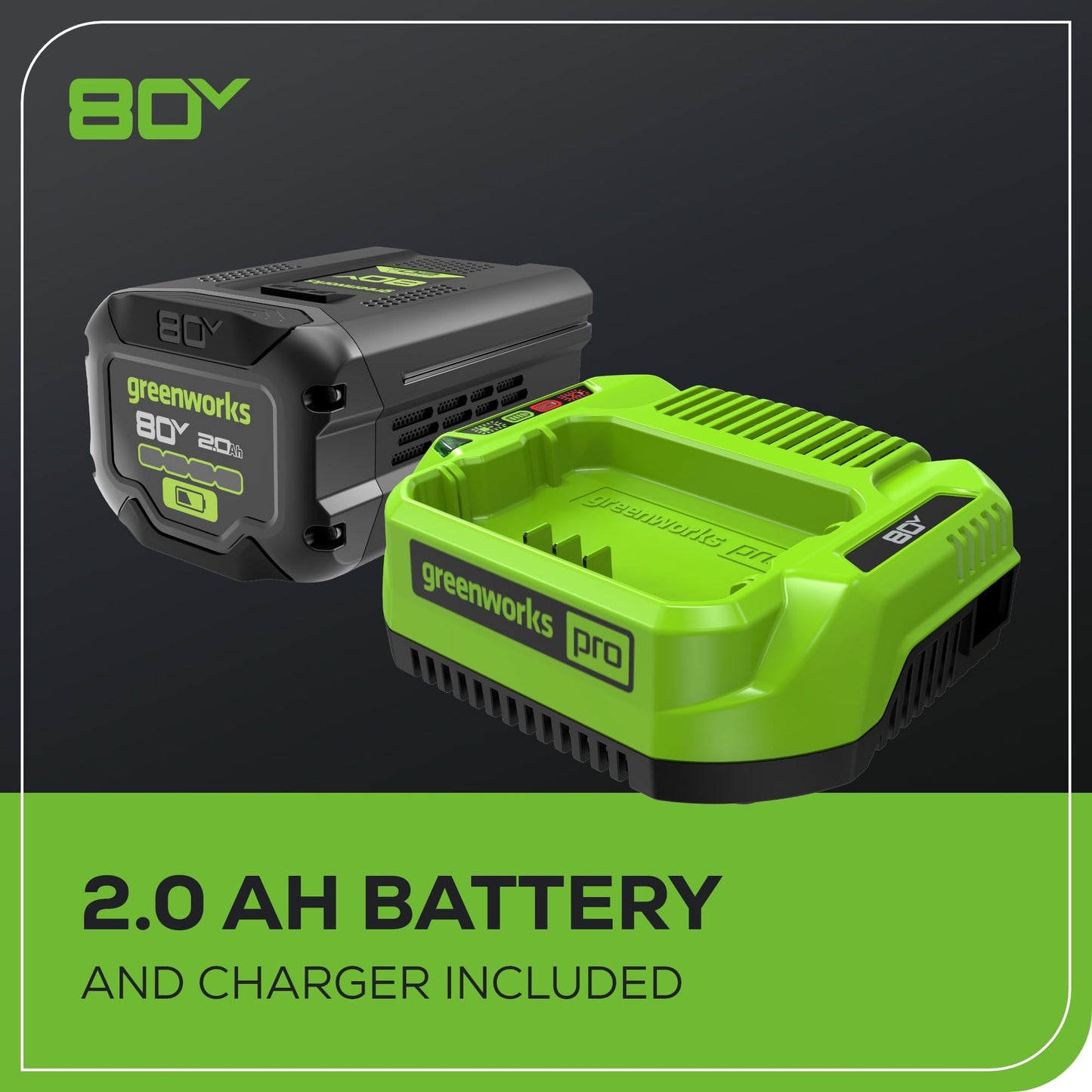 Greenworks 80V 26" Brushless Hedge Trimmer with 2.0Ah Battery and 2A Charger