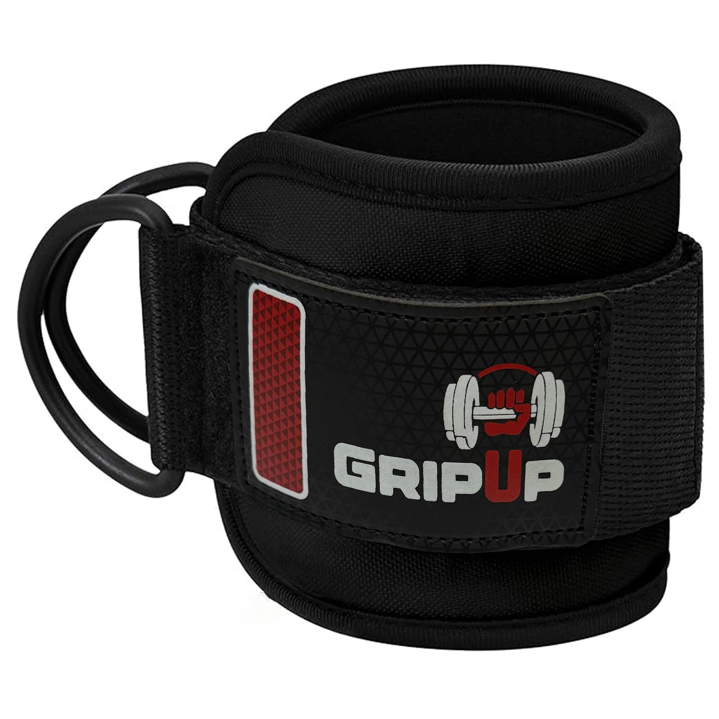 GripUp Adjustable Neoprene Ankle Straps for Cable Machines – Heavy Duty Ankle Cuffs for Leg Workouts, Kickbacks, Glute Training, Resistance Bands – Secure Fit for Women & Men (Pair, Black) (Black Single)